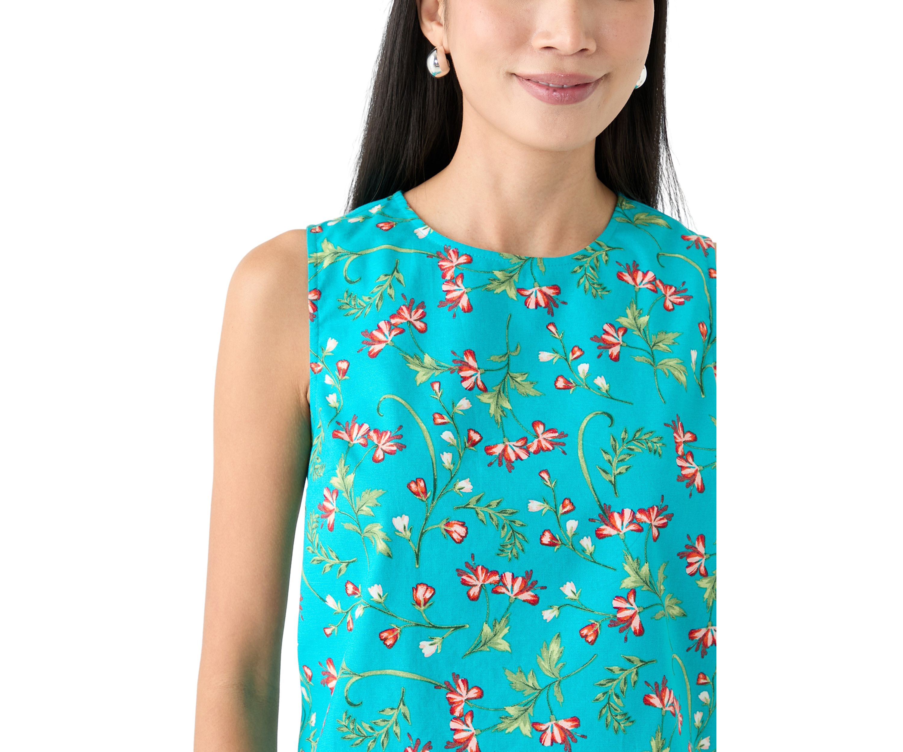 Petite Sleeveless Printed A-Line Top 