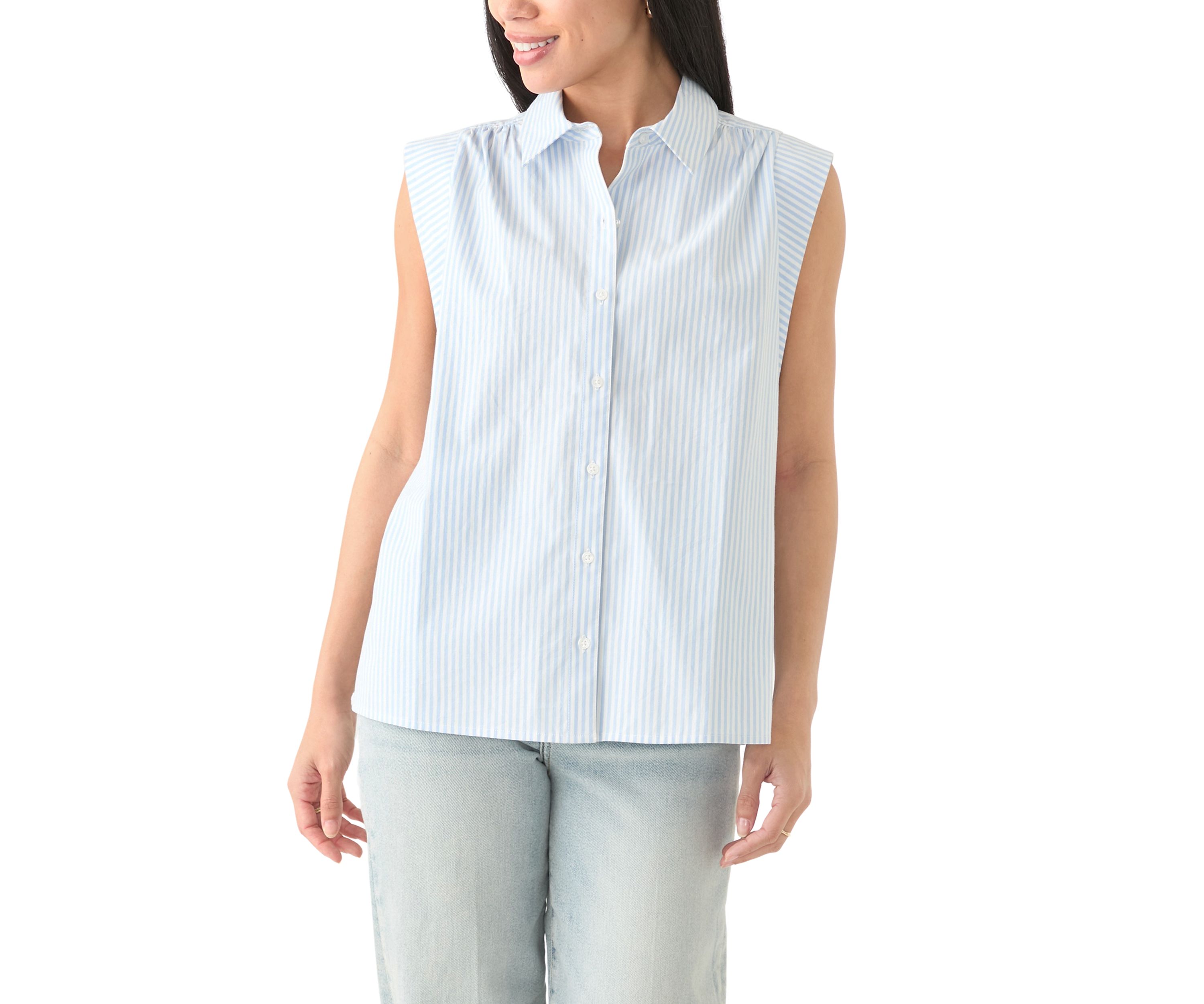 Petite Sleeveless Button Down Shirt
