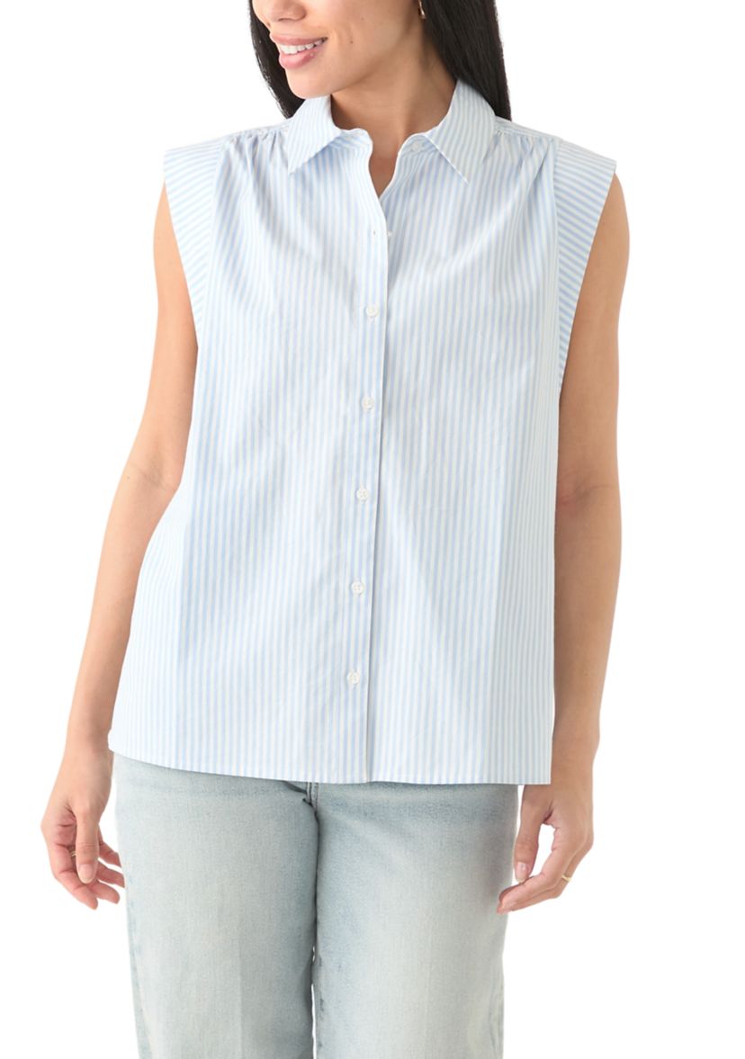 Petite Sleeveless Button Down Shirt