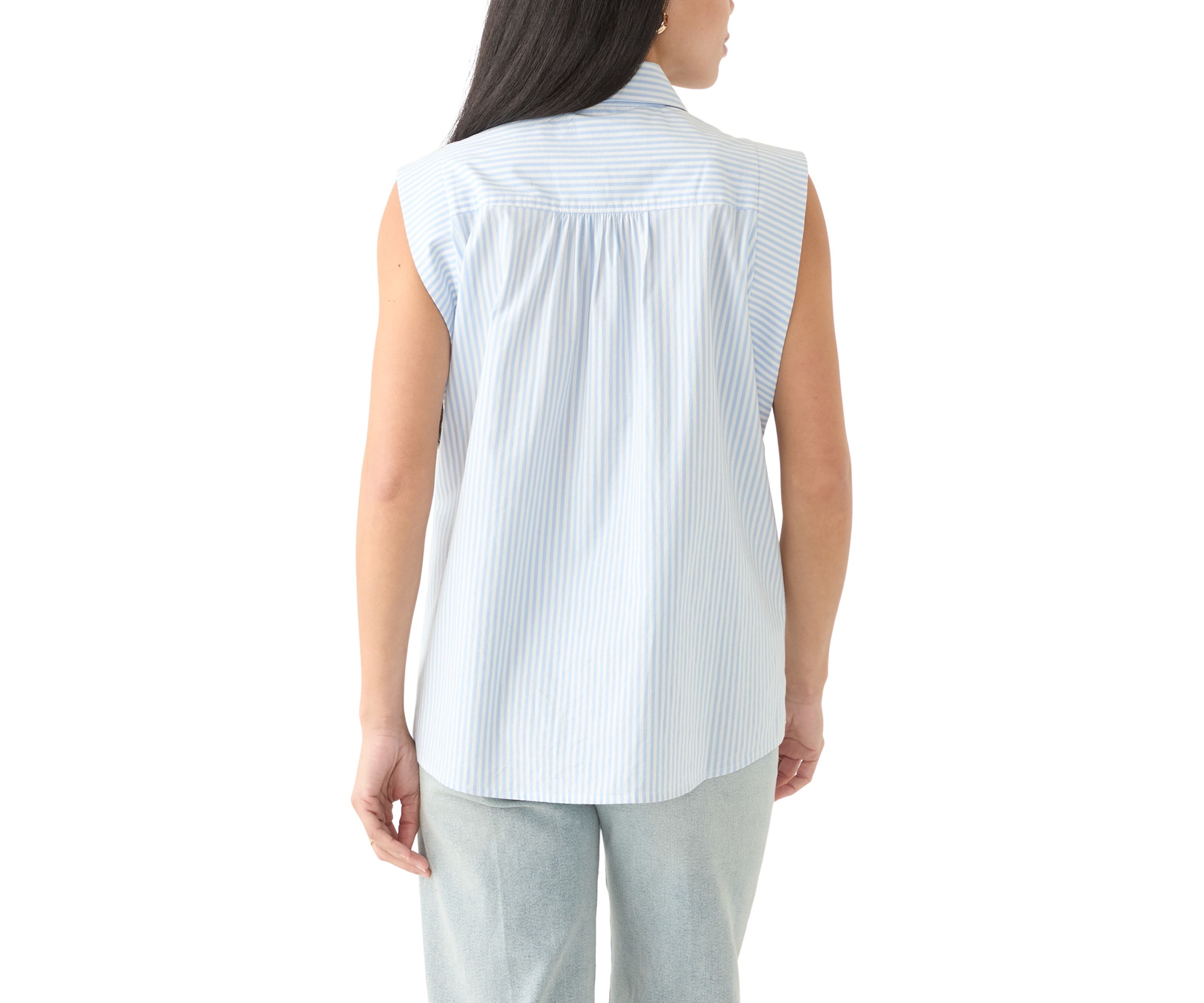 Petite Sleeveless Button Down Shirt