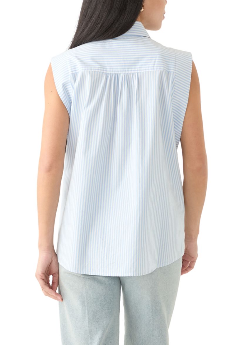 Petite Sleeveless Button Down Shirt