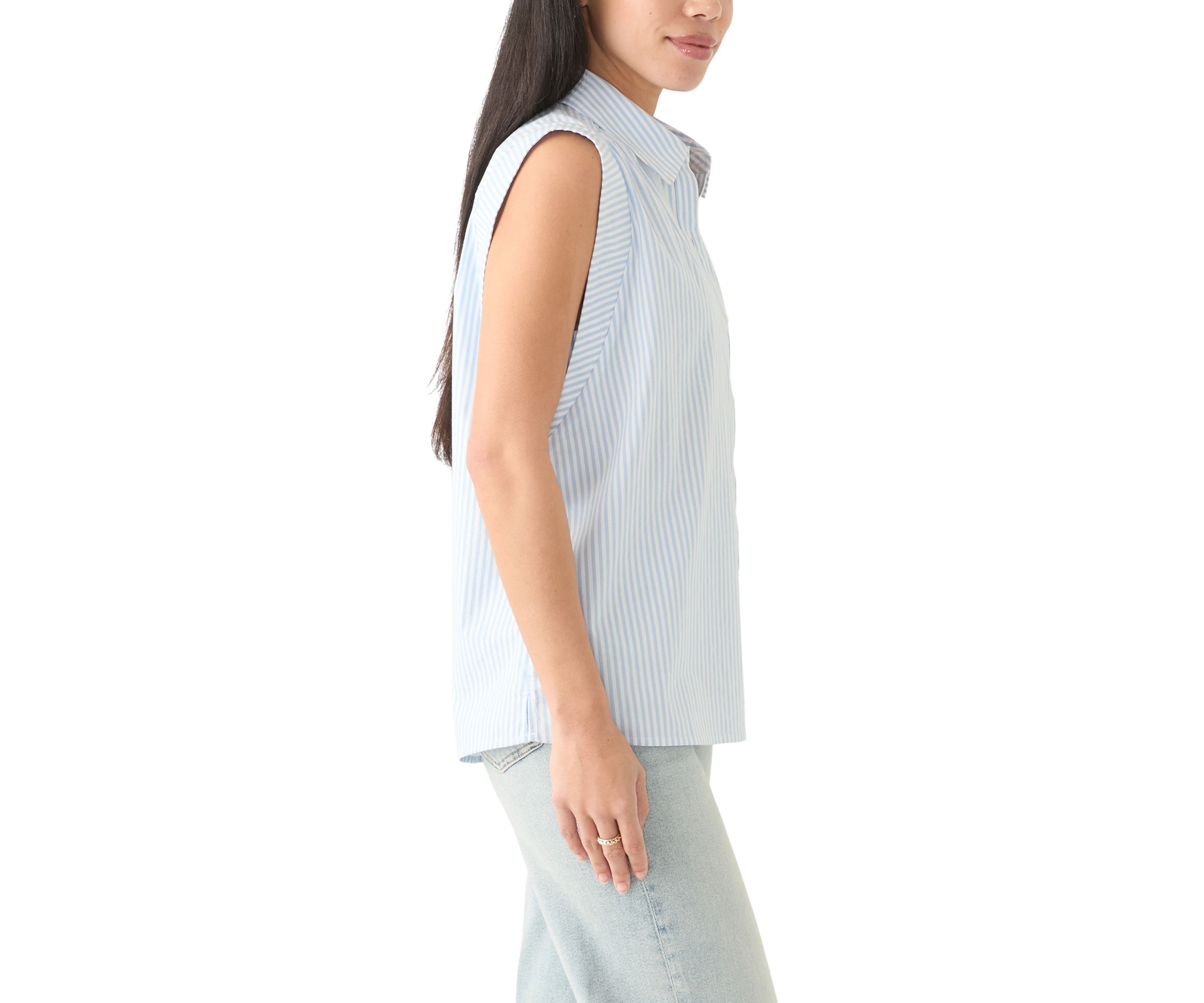 Petite Sleeveless Button Down Shirt