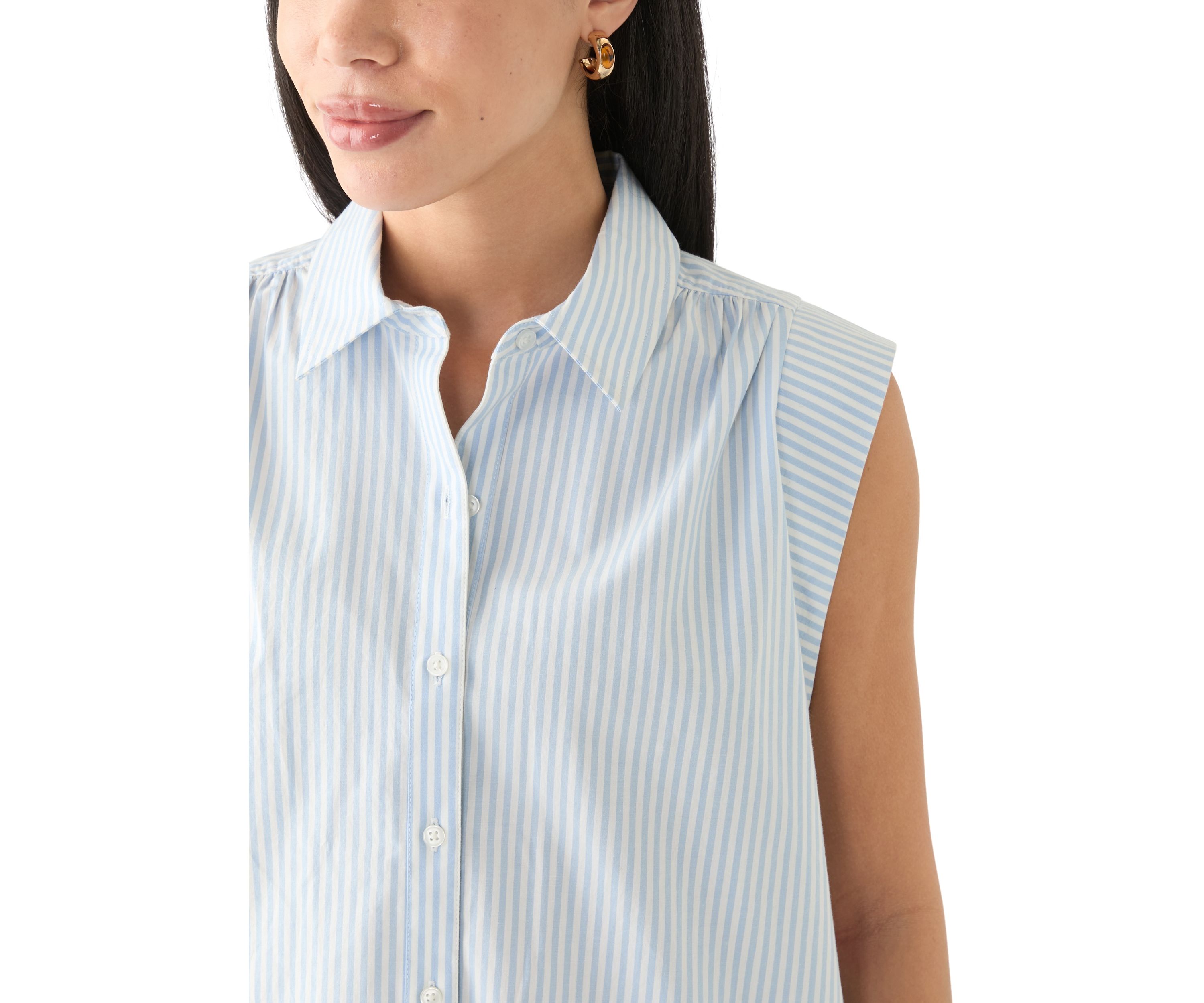 Petite Sleeveless Button Down Shirt