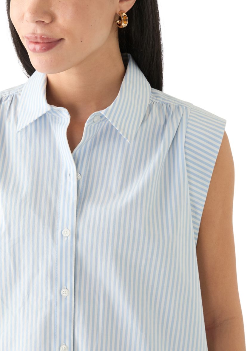 Petite Sleeveless Button Down Shirt
