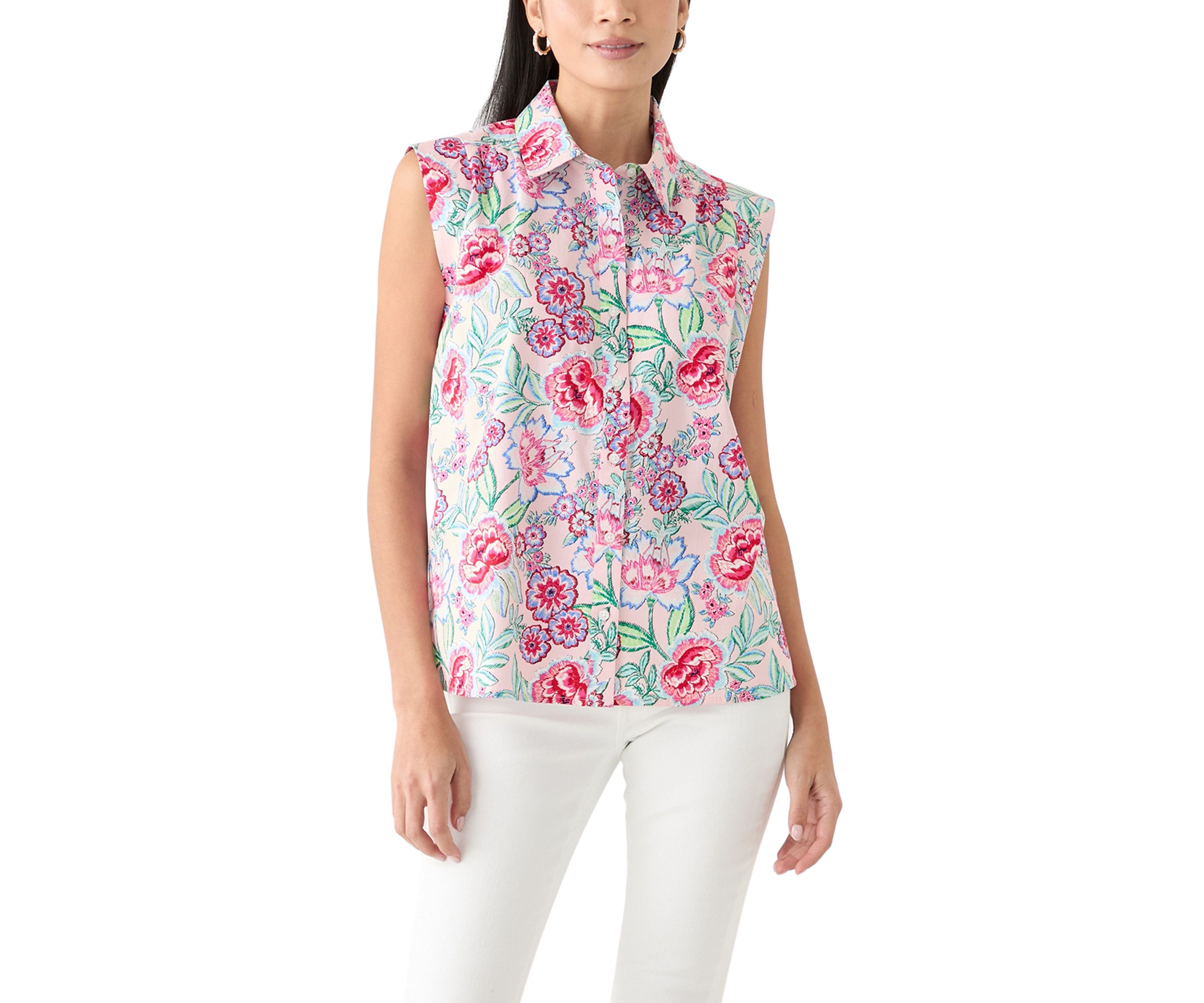 Petite Sleeveless Button Down Shirt