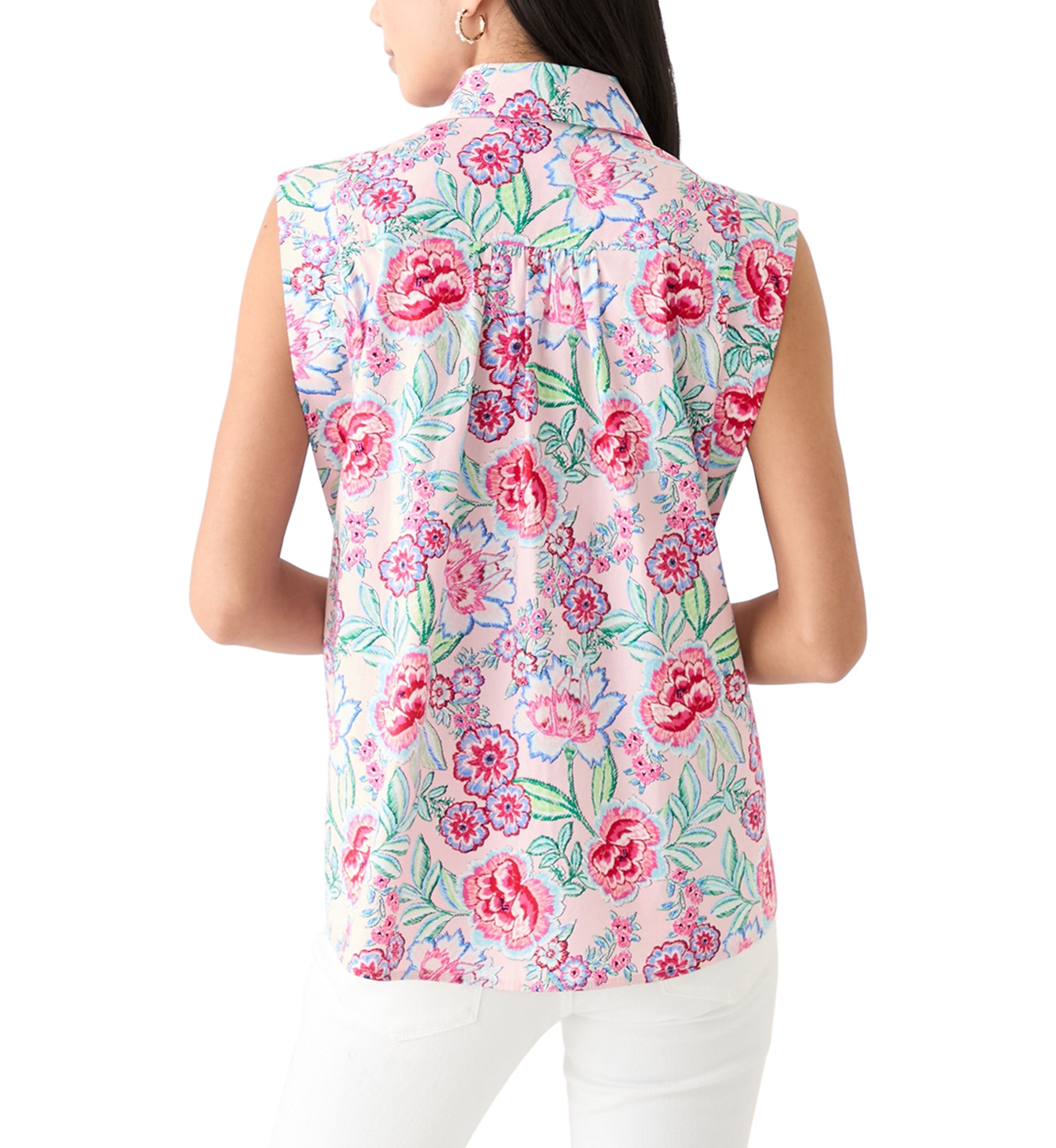 Petite Sleeveless Button Down Shirt