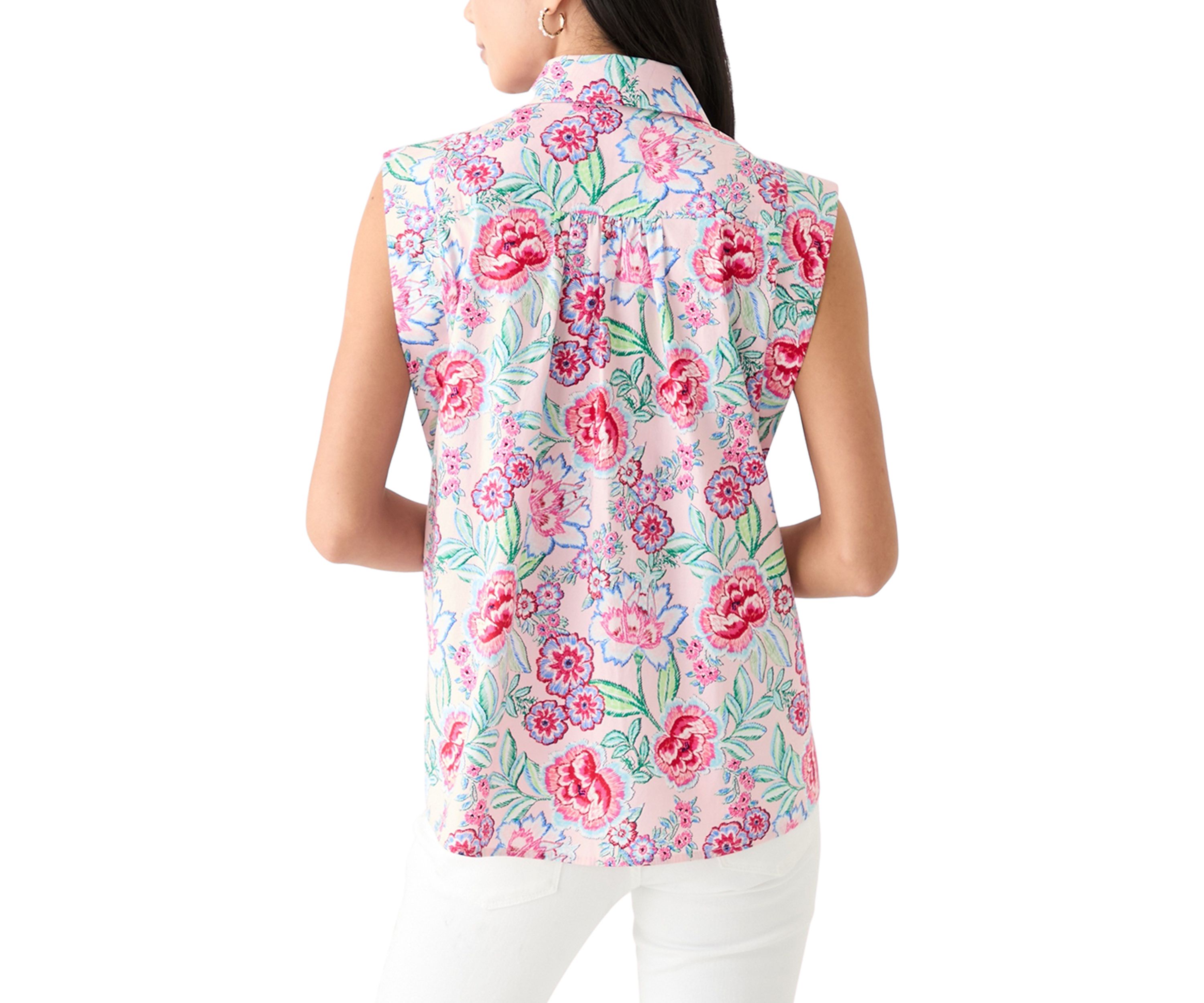 Petite Sleeveless Button Down Shirt