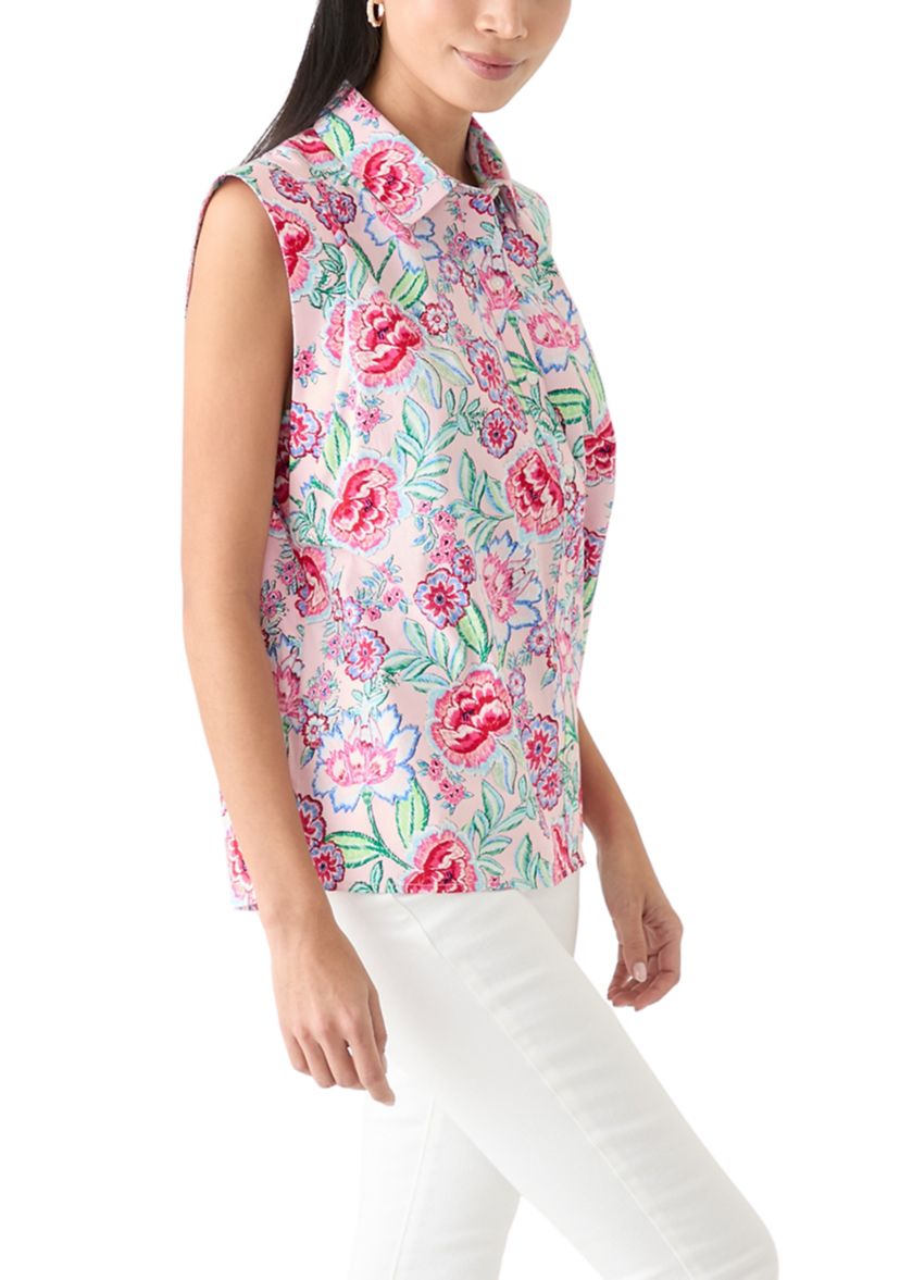 Petite Sleeveless Button Down Shirt