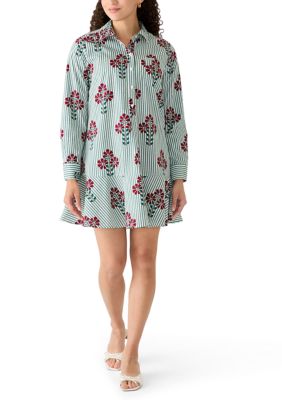 Crown & Ivy Women's Petite Long Sleeve Flounce Hem Shirt Dress