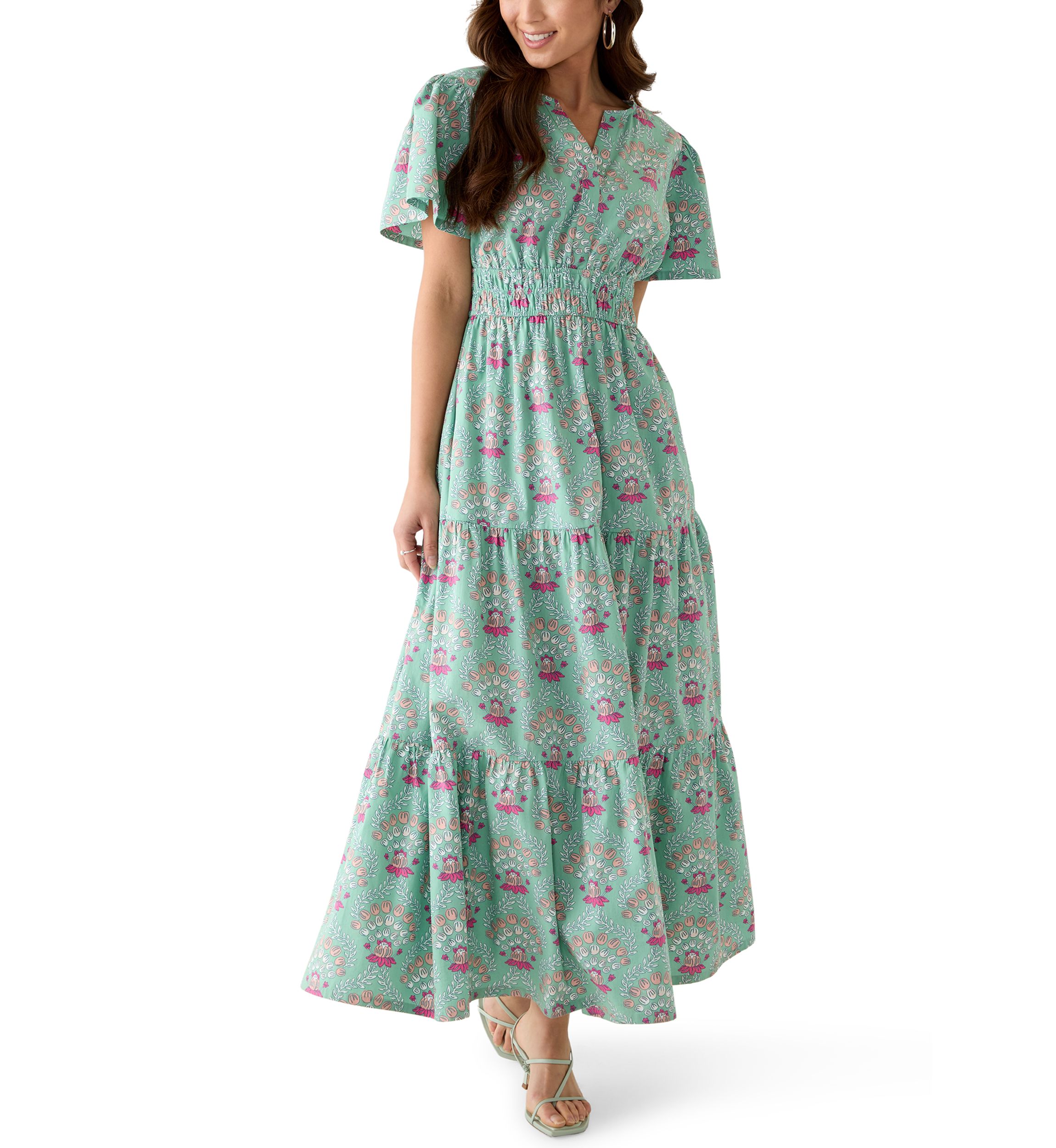 what color tights to wear with green dress Petite Green Ditsy-Print Midi Dress – Ro&Zo