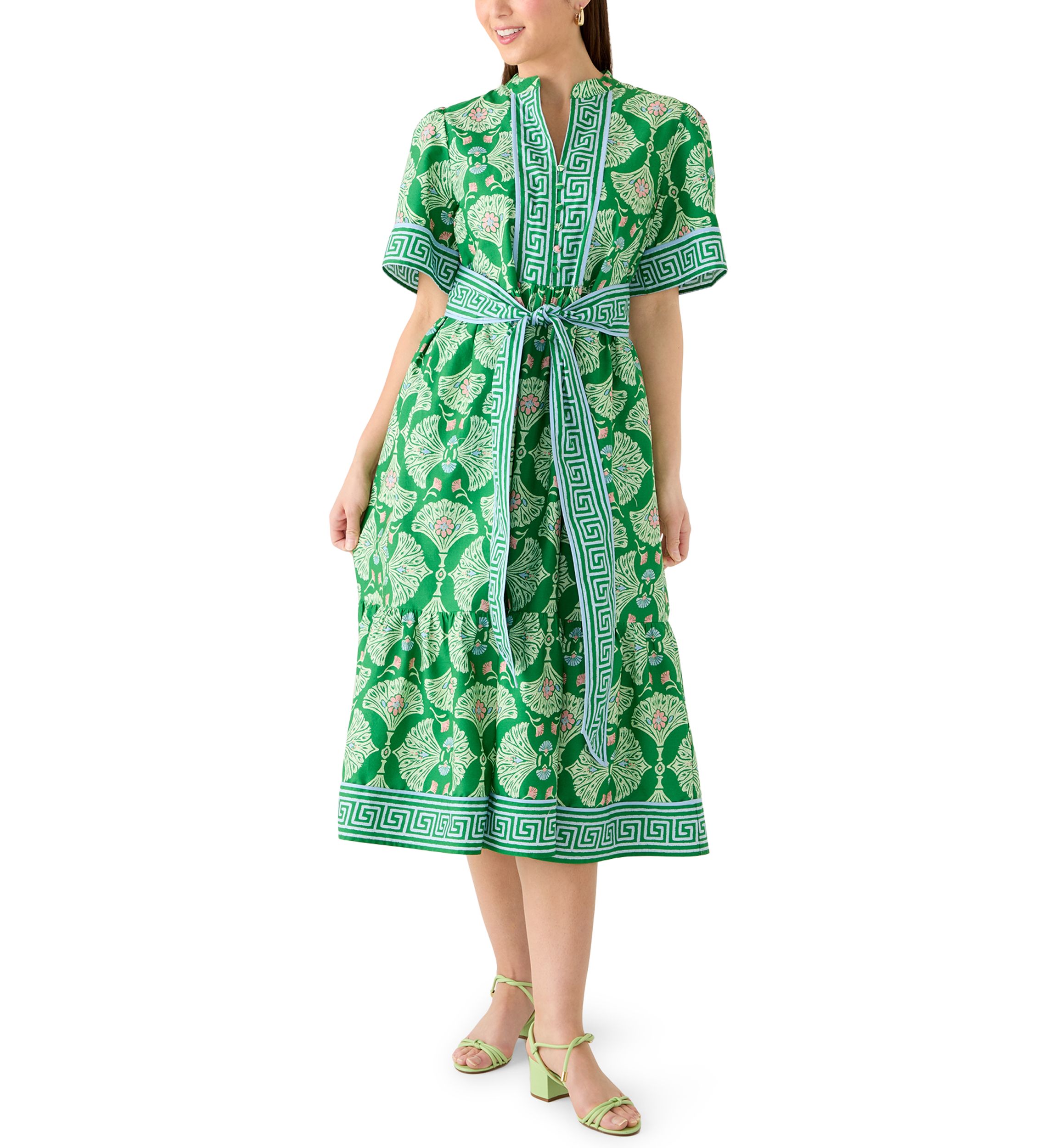 crown and ivy pink and green dress Dress Ivy Heirloom Vine Green X-Small main image 1