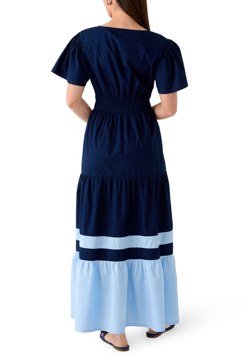 Crown & Ivy Petite Short Sleeve Waisted Midi Dress | Belk