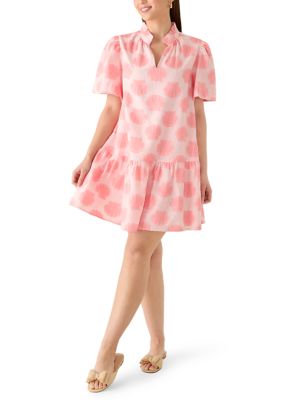 Crown & Ivy™ Petite Short Sleeve Notch Neck Printed Mini Dress | Belk