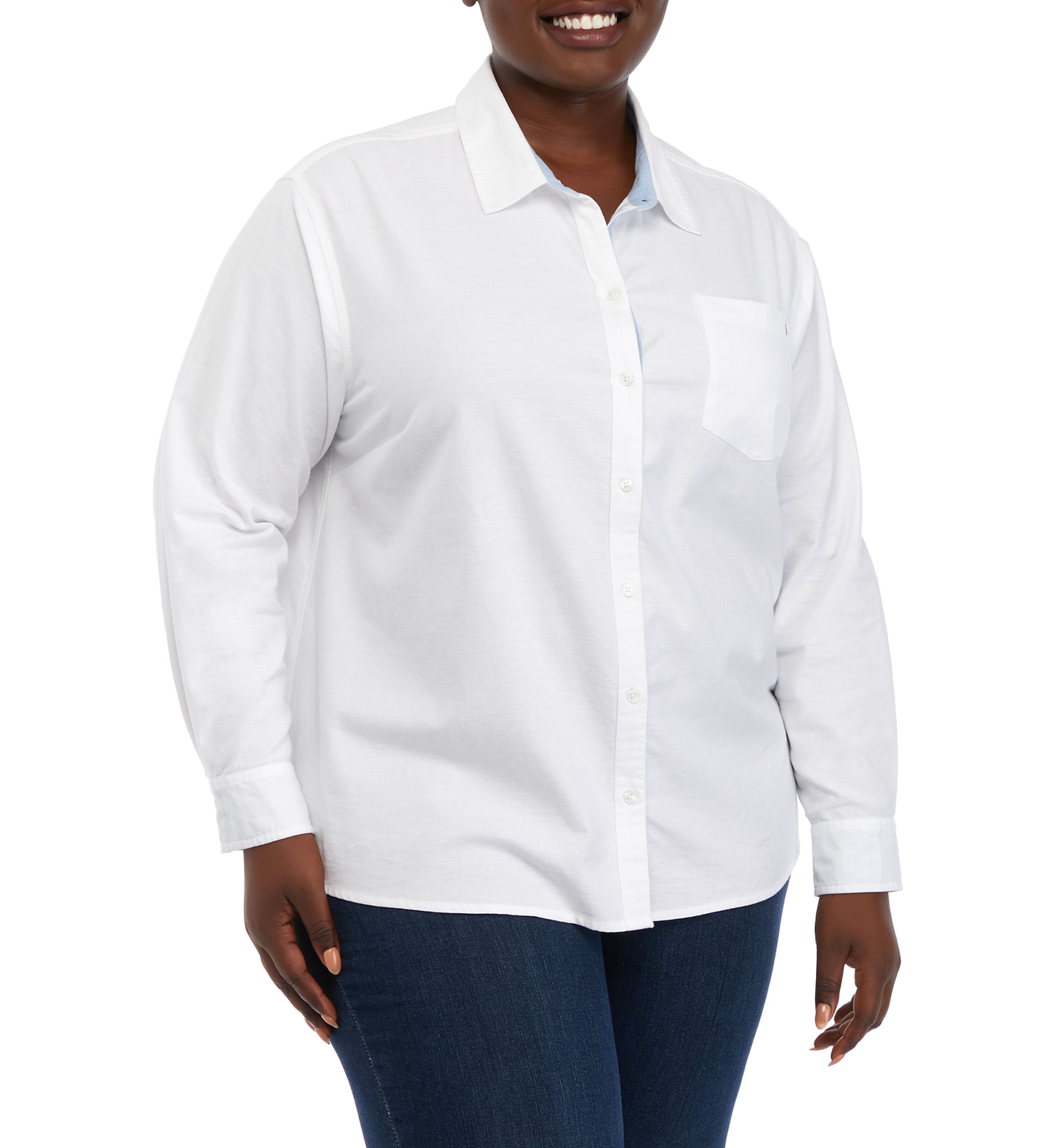 Plus Size Long Sleeve Oxford Boyfriend Shirt