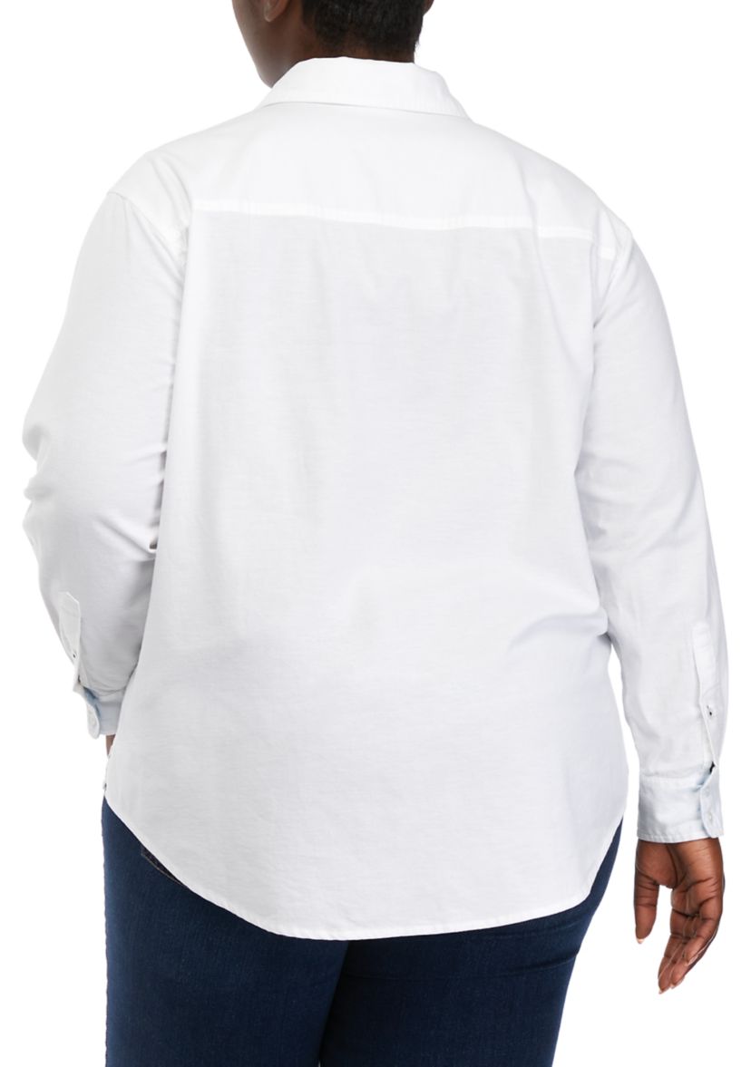 Plus Size Long Sleeve Oxford Boyfriend Shirt