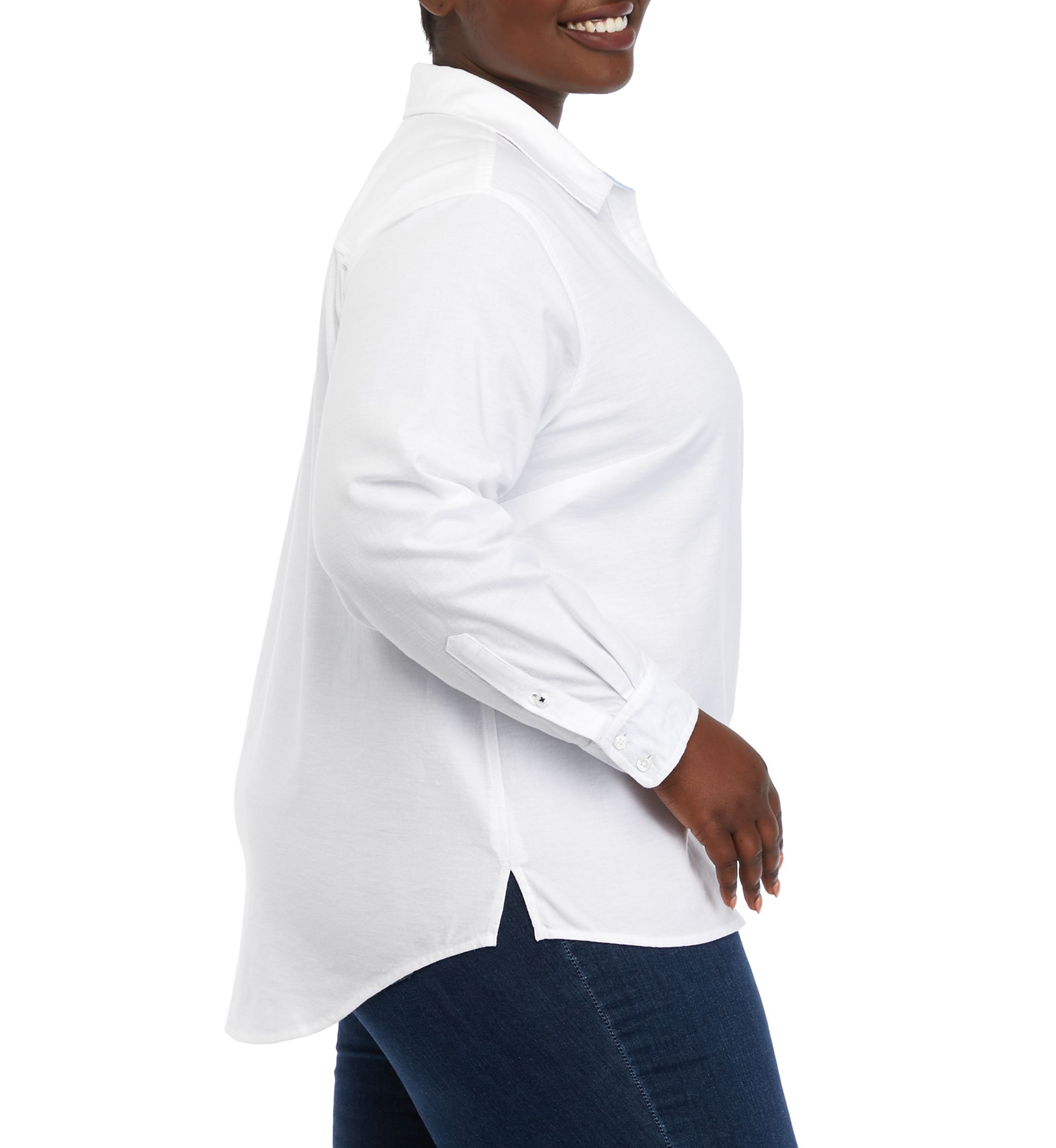 Plus Size Long Sleeve Oxford Boyfriend Shirt