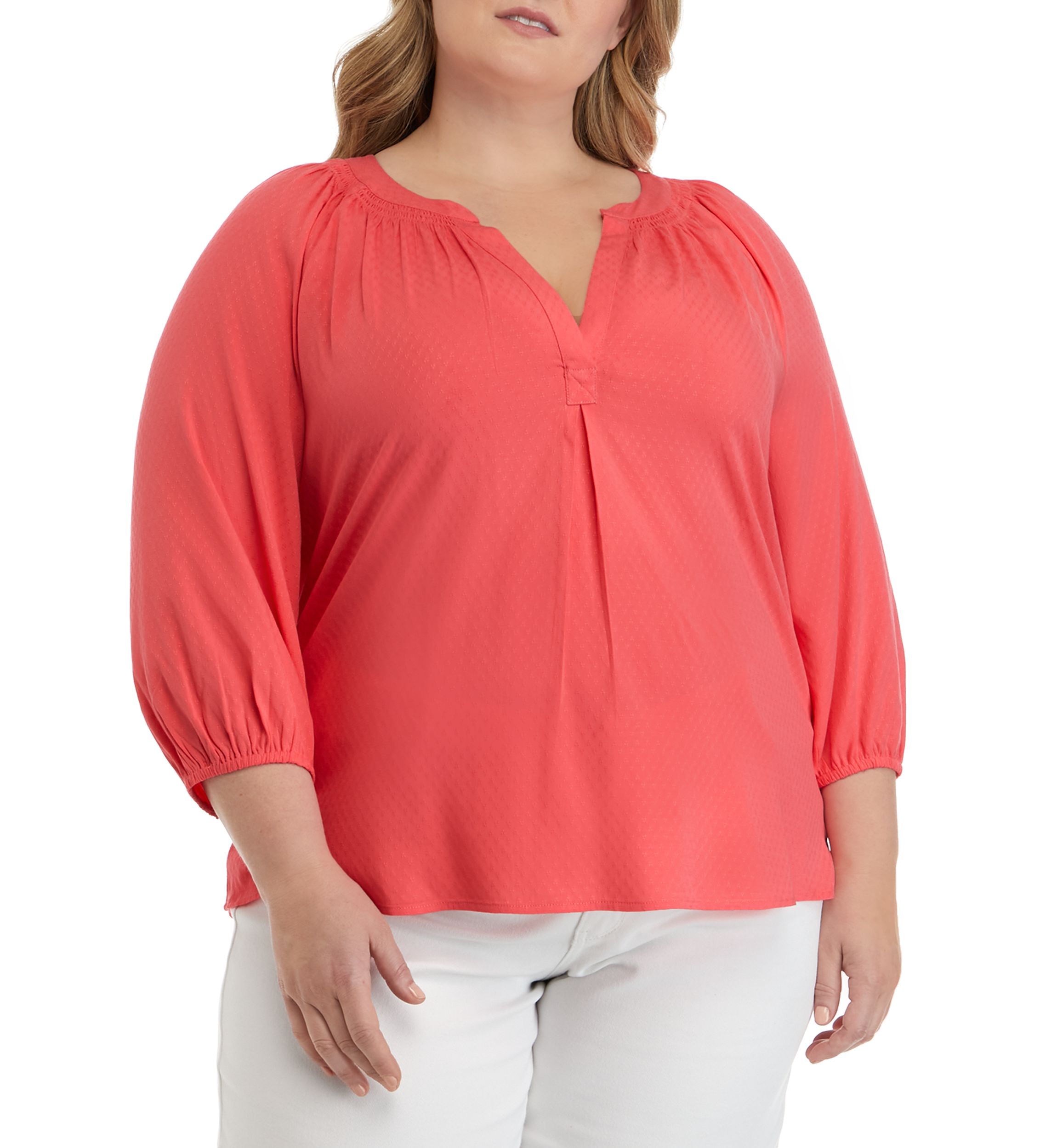 Plus Size 3/4 Sleeve Peasant Top