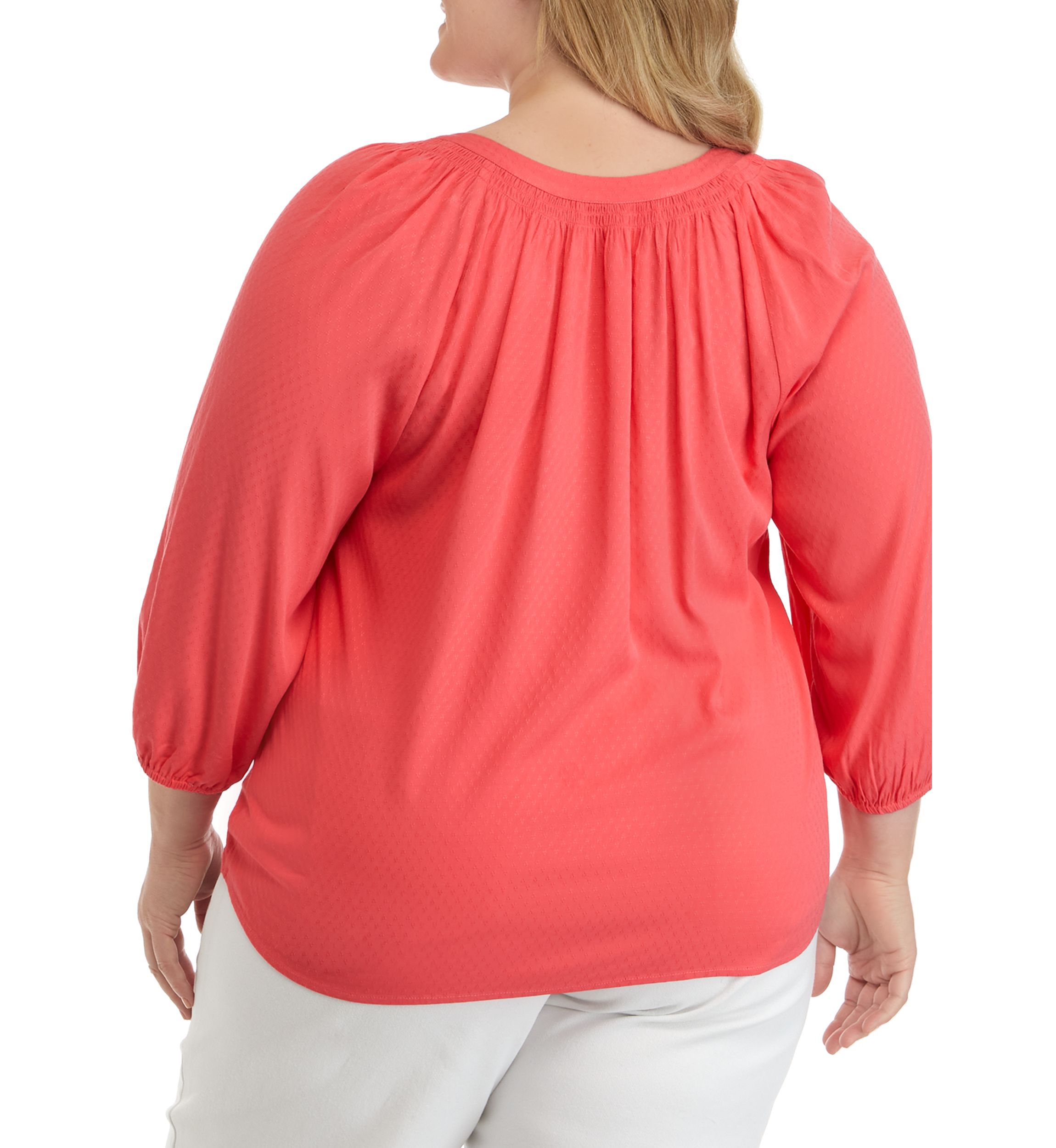 Plus Size 3/4 Sleeve Peasant Top
