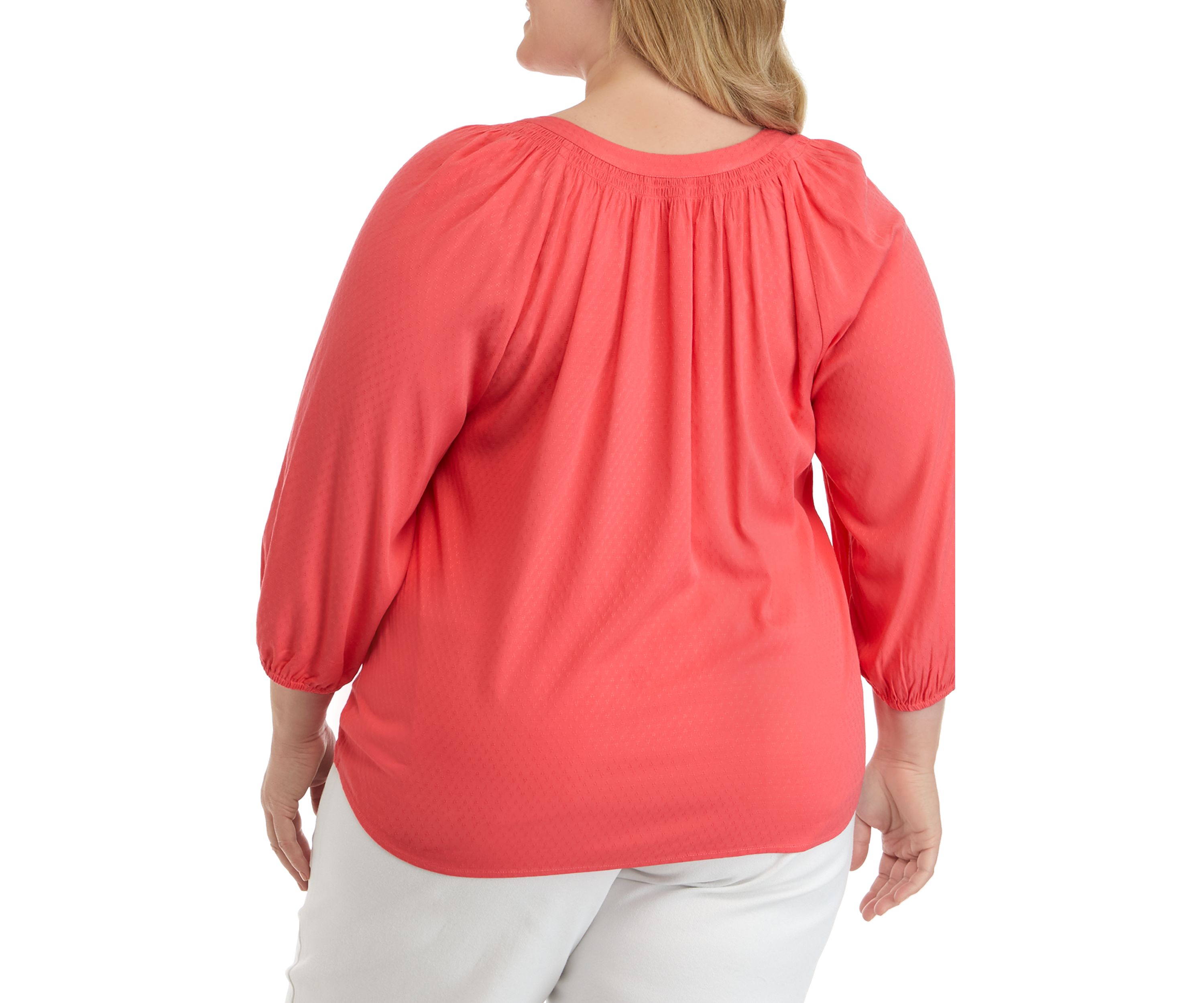 Plus Size 3/4 Sleeve Peasant Top