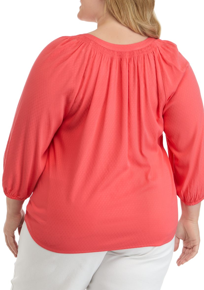 Plus Size 3/4 Sleeve Peasant Top