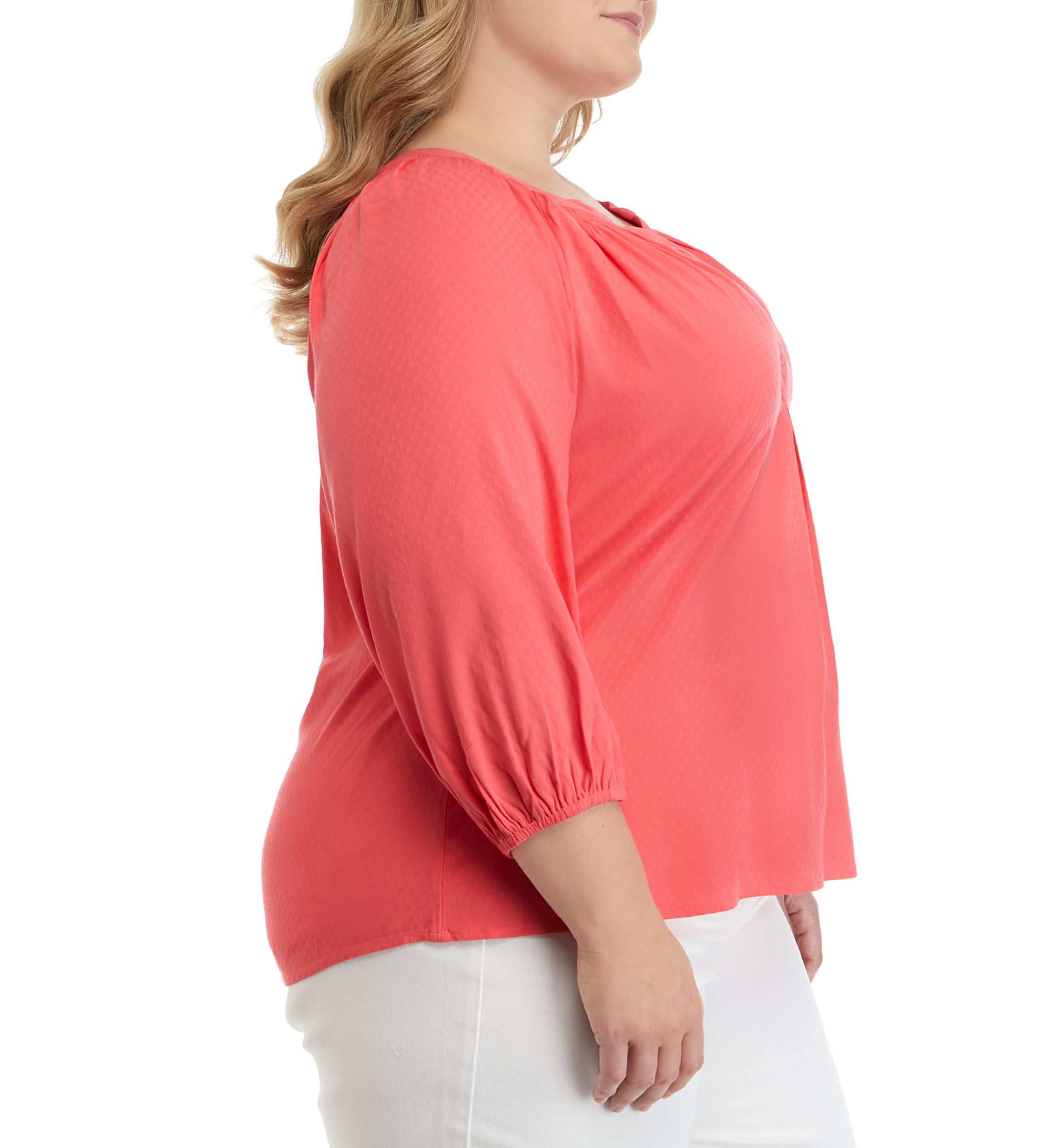 Plus Size 3/4 Sleeve Peasant Top