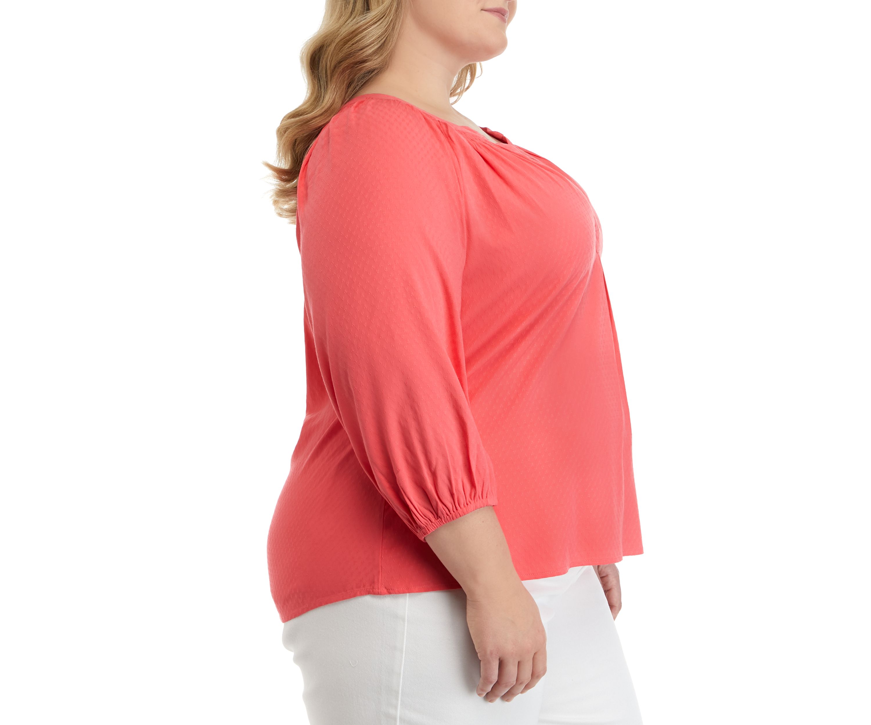 Plus Size 3/4 Sleeve Peasant Top