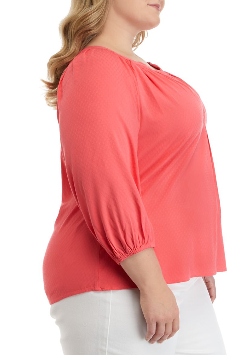 Plus Size 3/4 Sleeve Peasant Top