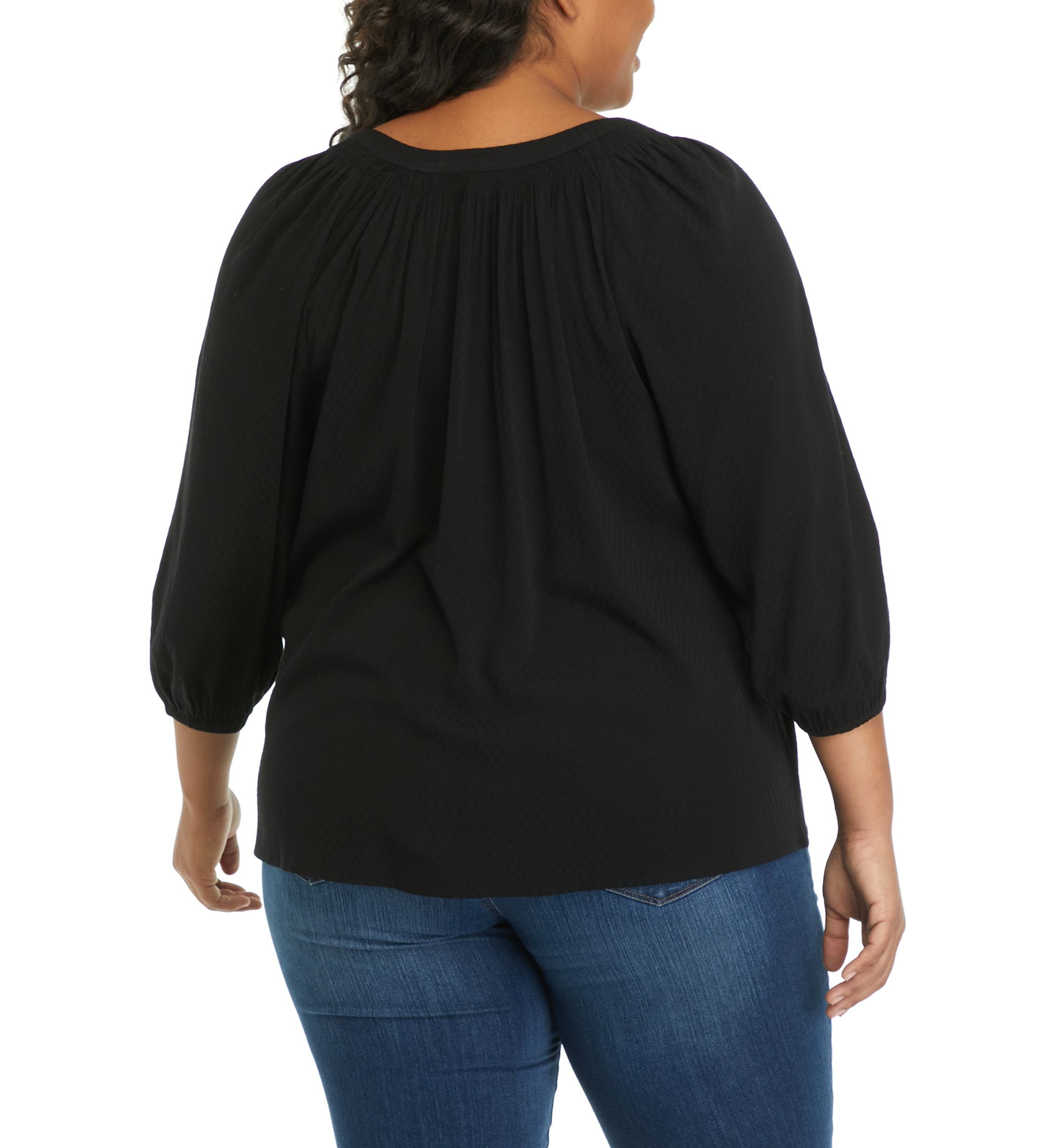Plus Size 3/4 Sleeve Peasant Top