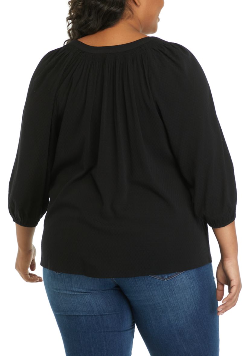 Plus Size 3/4 Sleeve Peasant Top
