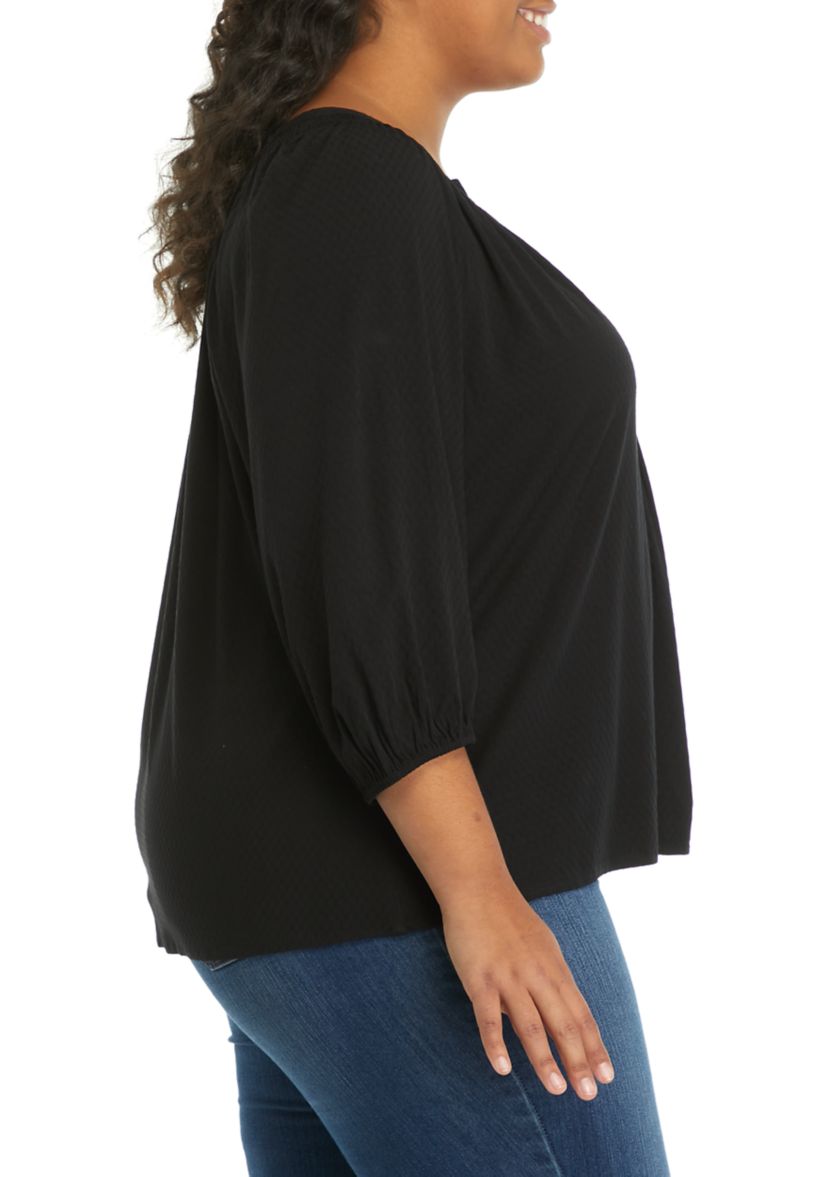 Plus Size 3/4 Sleeve Peasant Top