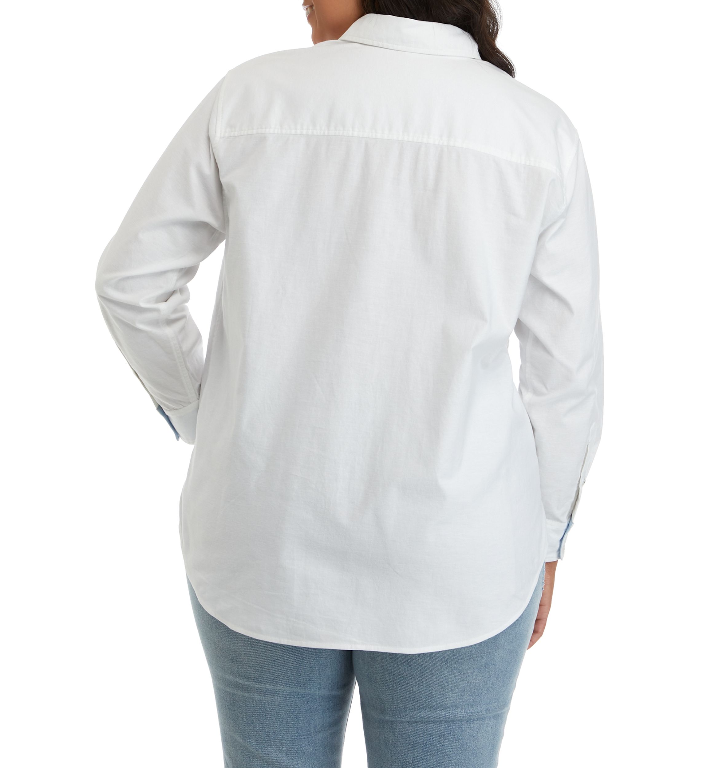 Plus Size Long Sleeve Oxford Boyfriend Shirt 