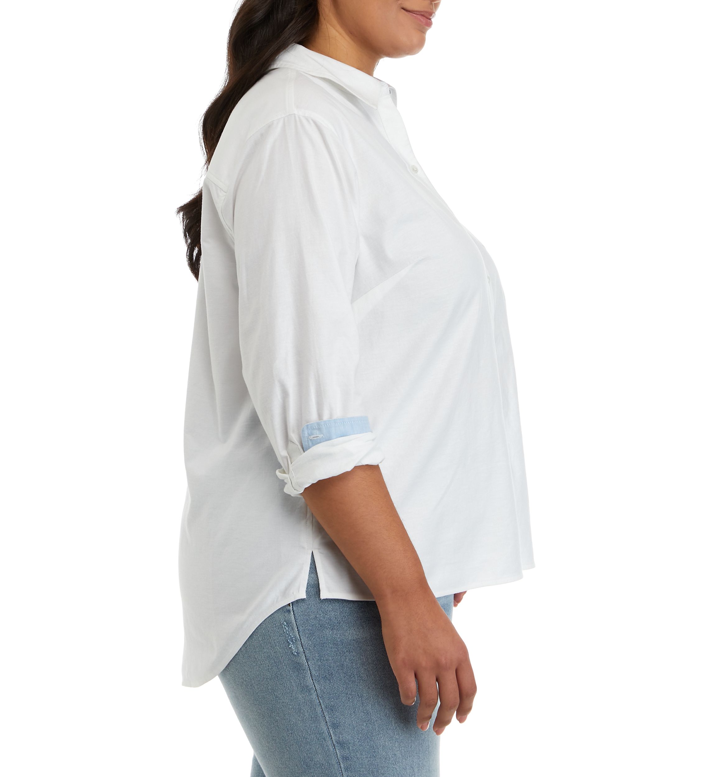 Plus Size Long Sleeve Oxford Boyfriend Shirt 