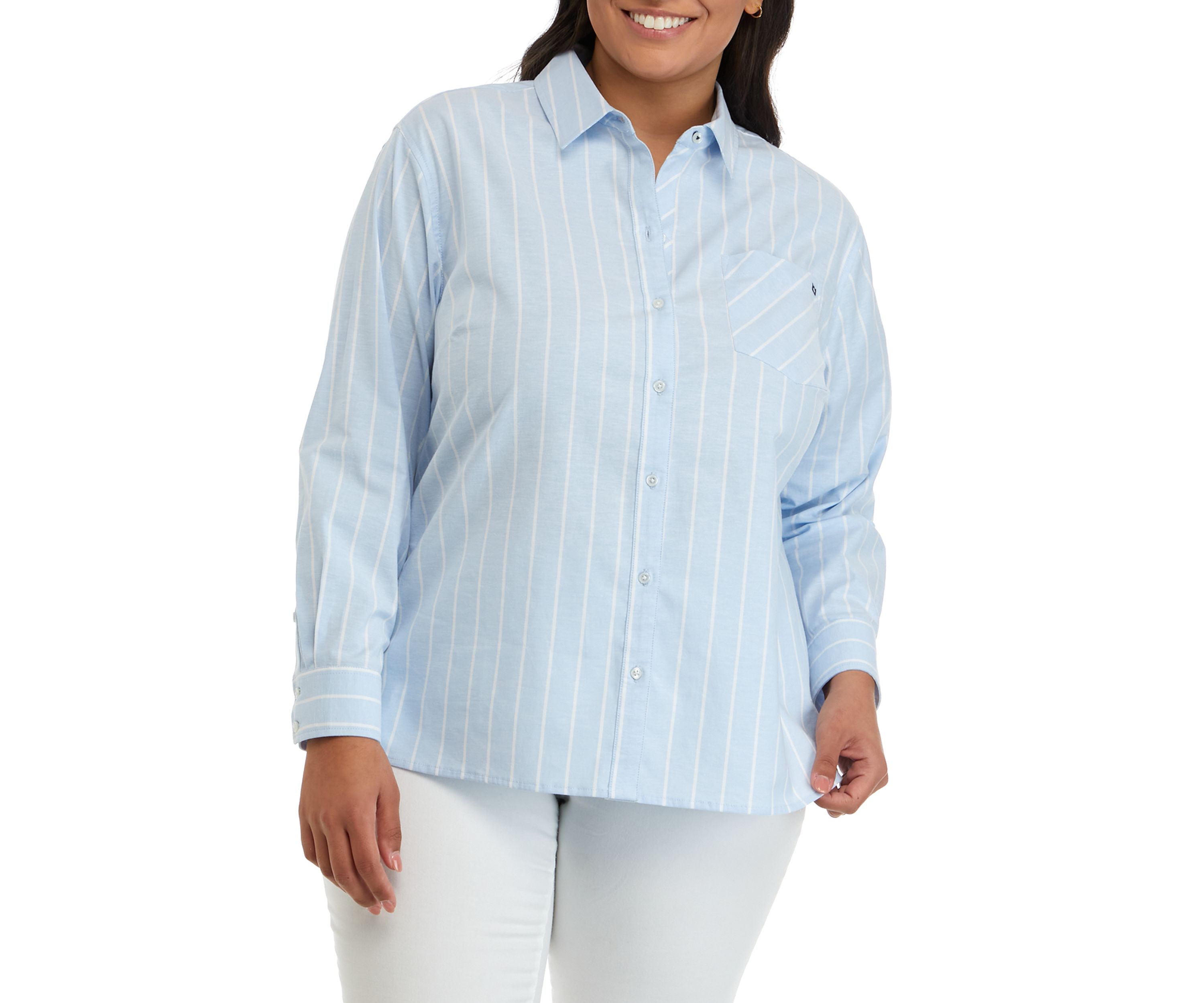 Plus Size Long Sleeve Oxford Boyfriend Shirt