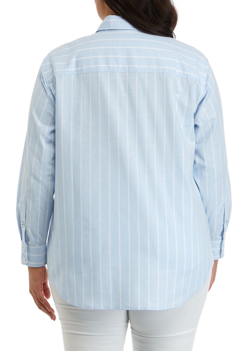 Plus Size Long Sleeve Oxford Boyfriend Shirt