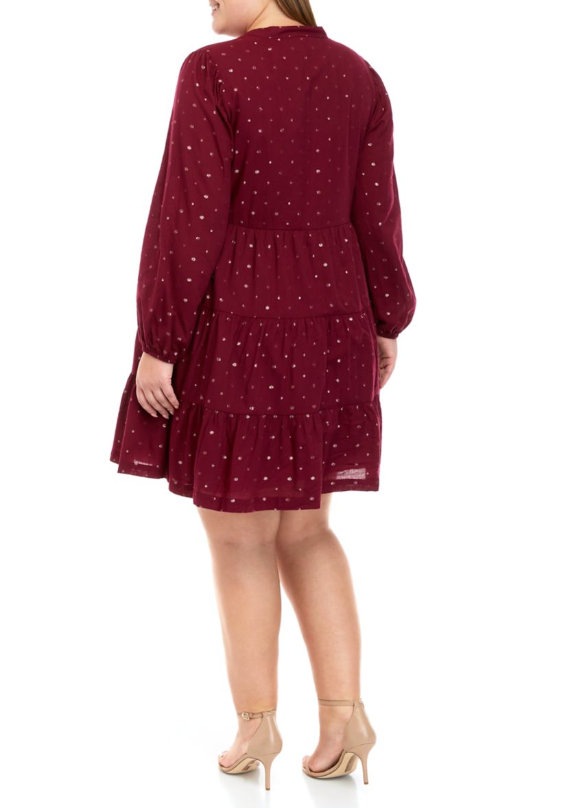 Plus Size Tiered Dot Dress