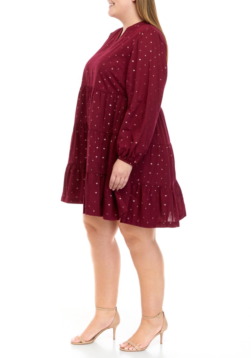 Plus Size Tiered Dot Dress
