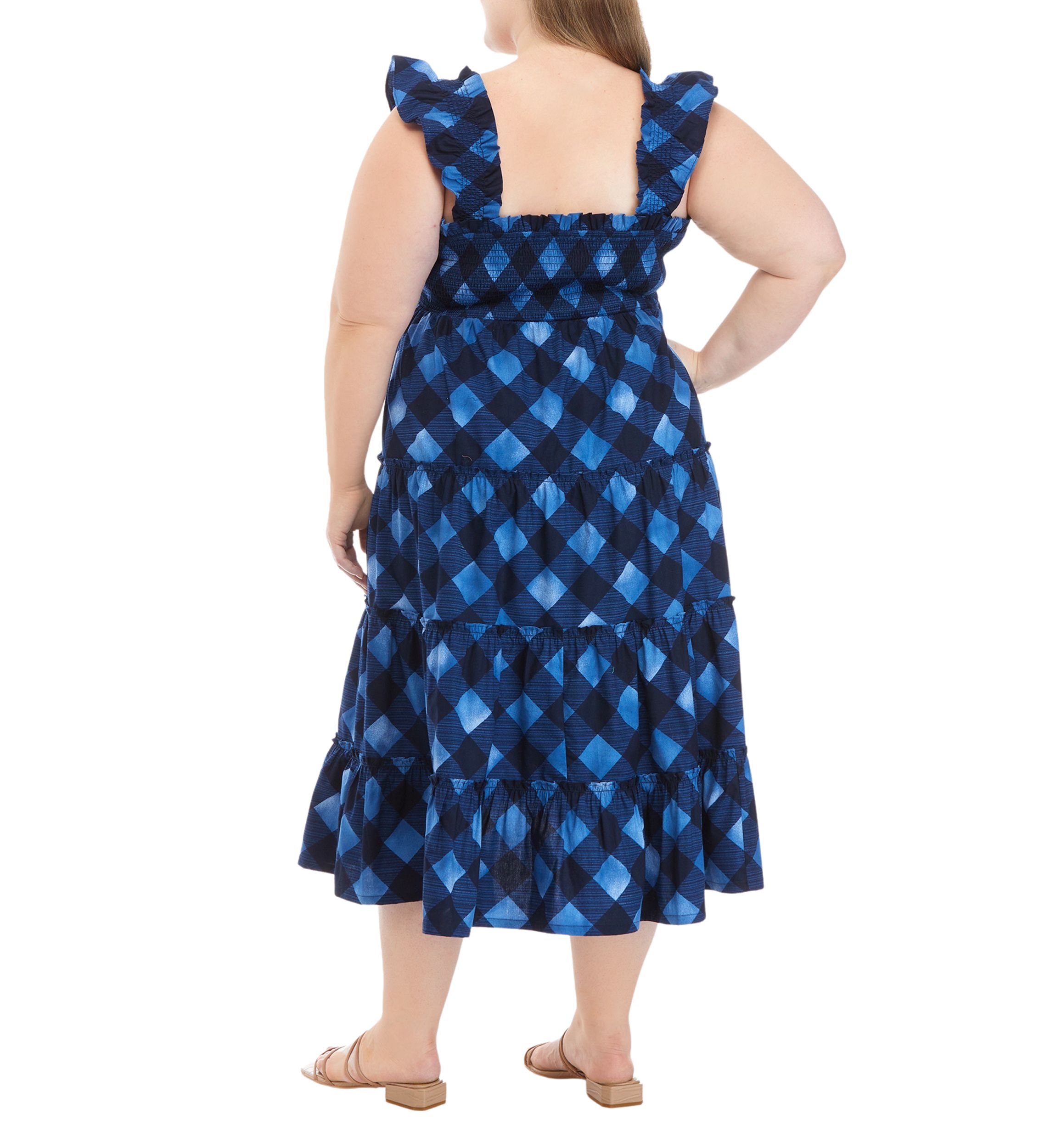 Plus Size Sleeveless Smocked Bodice Dress 