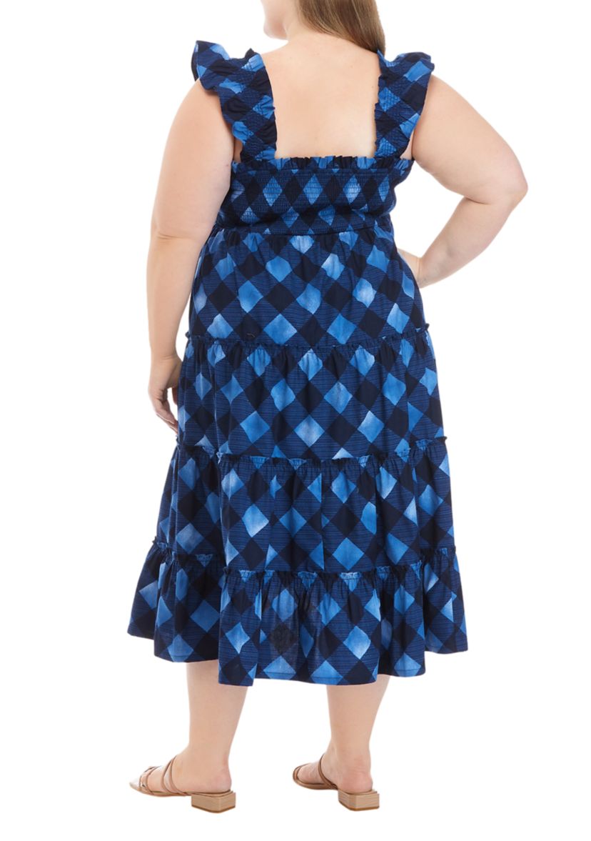 Plus Size Sleeveless Smocked Bodice Dress 