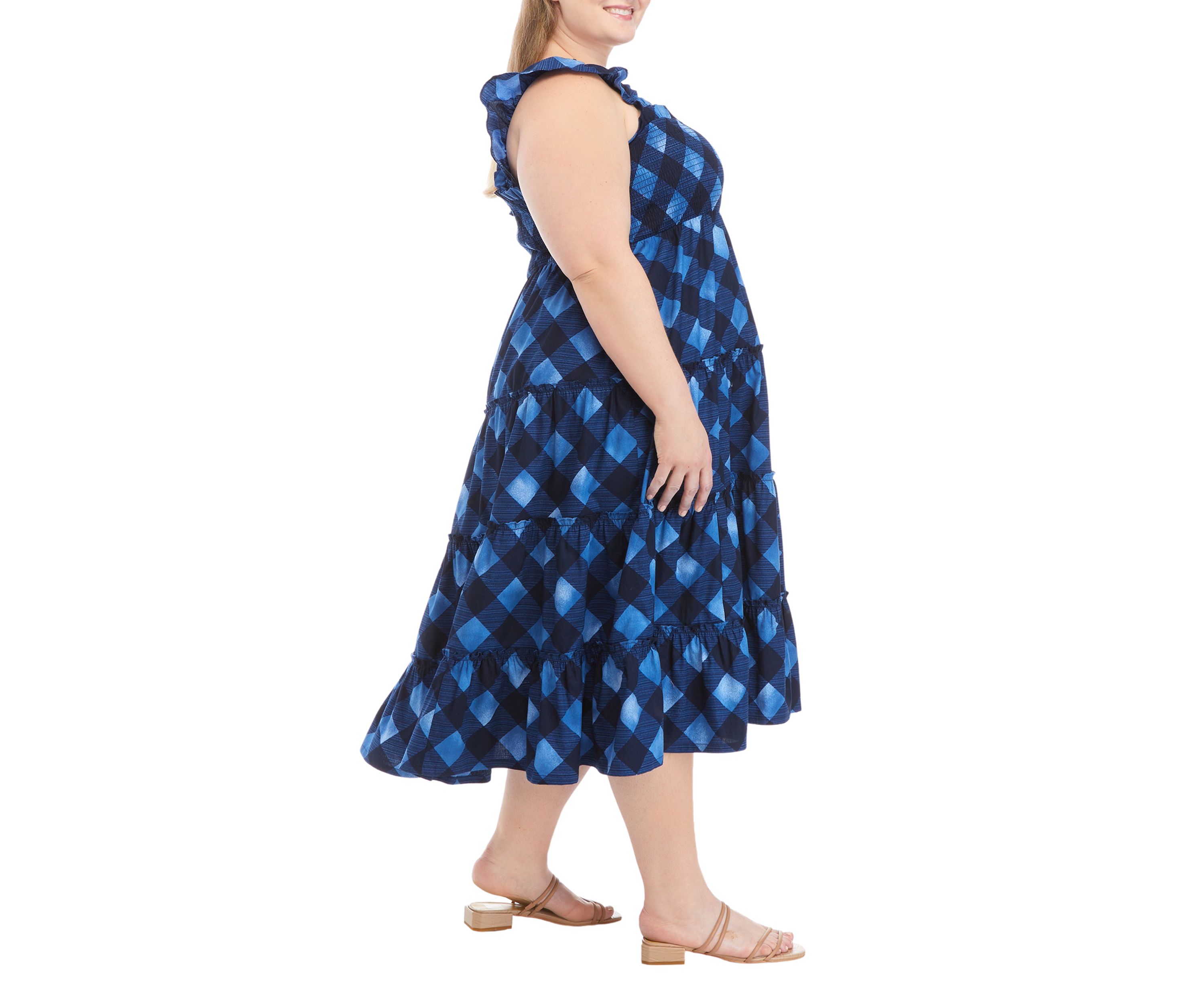 Plus Size Sleeveless Smocked Bodice Dress 