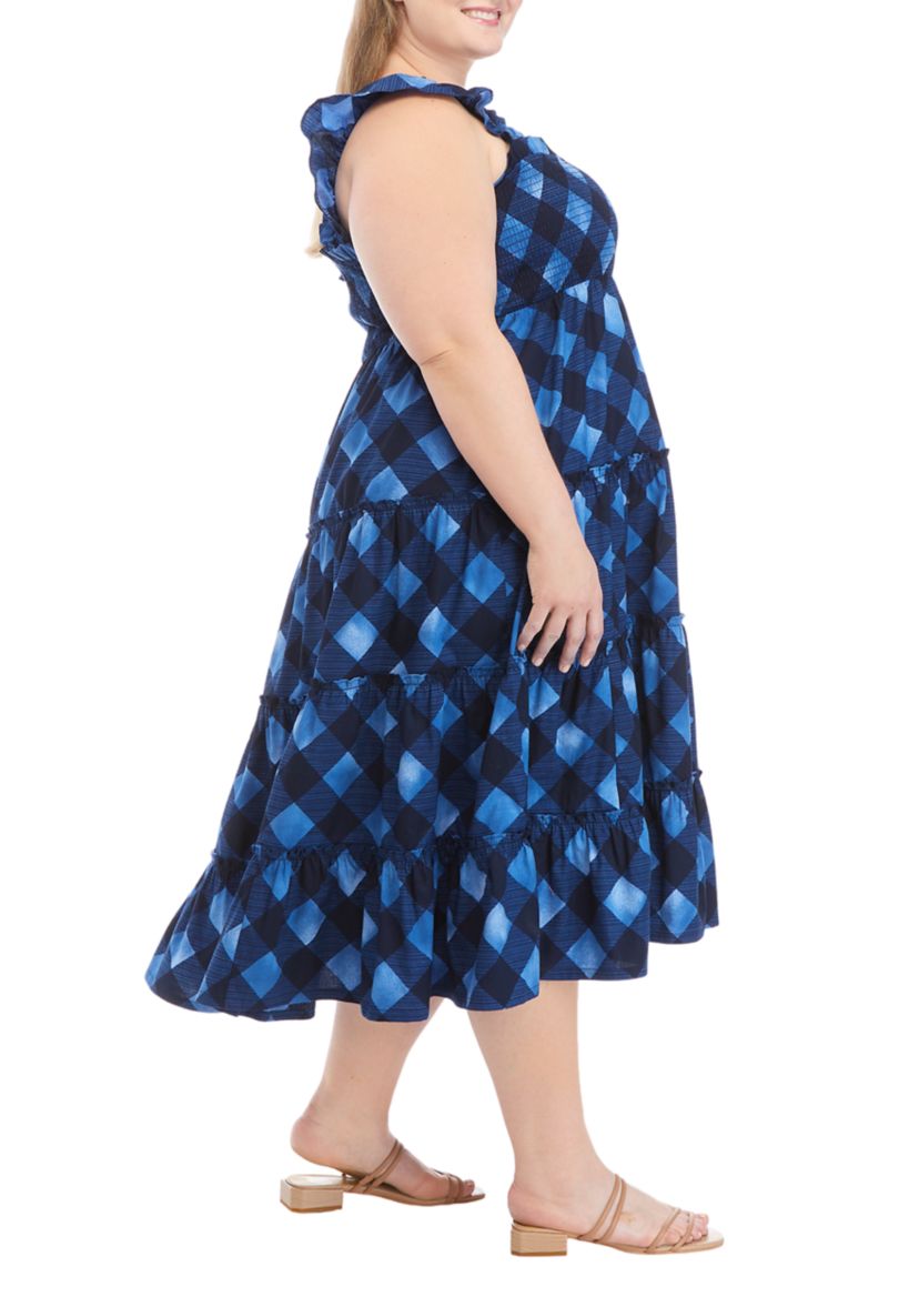 Plus Size Sleeveless Smocked Bodice Dress 