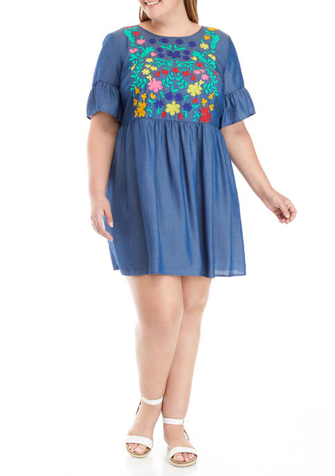Crown & Ivy™ Plus Size Embroidered Bodice Dress