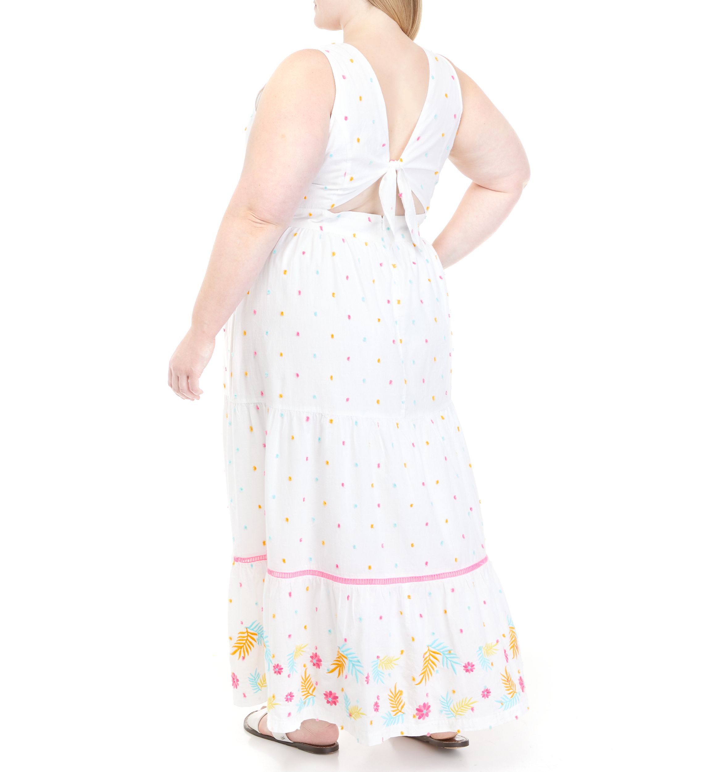 Plus Size Sleeveless Tie Back Maxi Dress 
