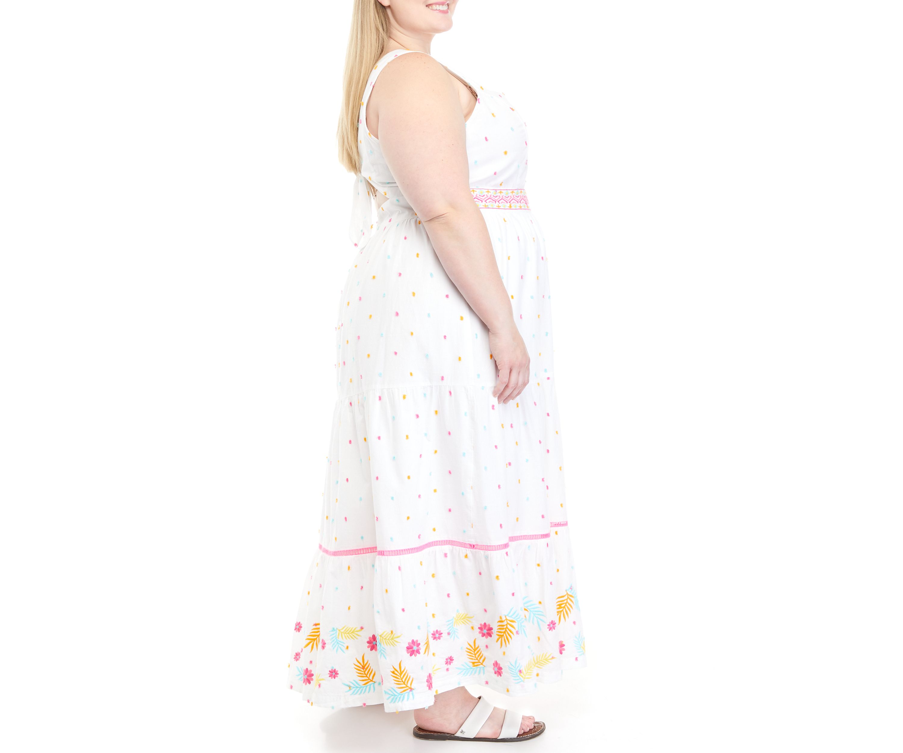 Plus Size Sleeveless Tie Back Maxi Dress 