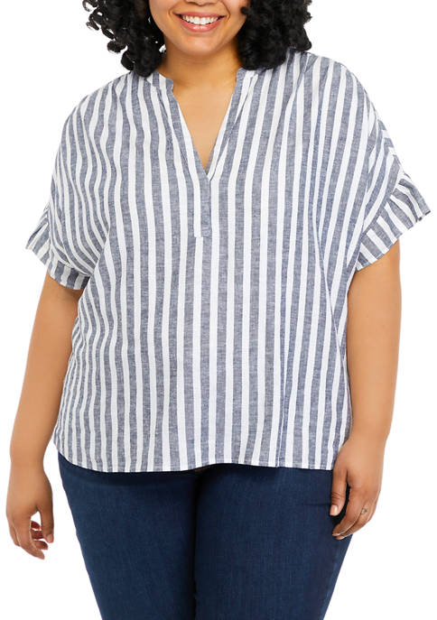 Crown & Ivy™ Plus Size Flutter Sleeve Striped