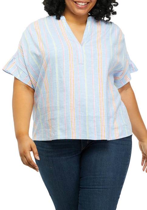 Crown & Ivy™ Plus Size Flutter Sleeve Striped