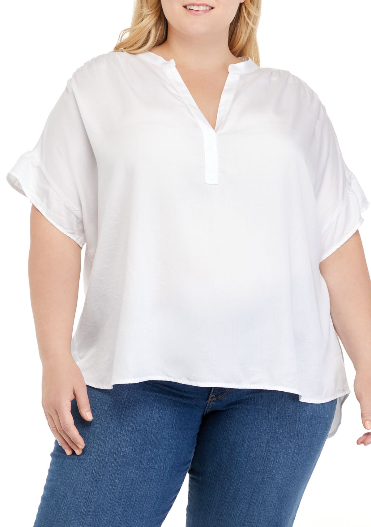 Plus Size Short Sleeve Popover Top 