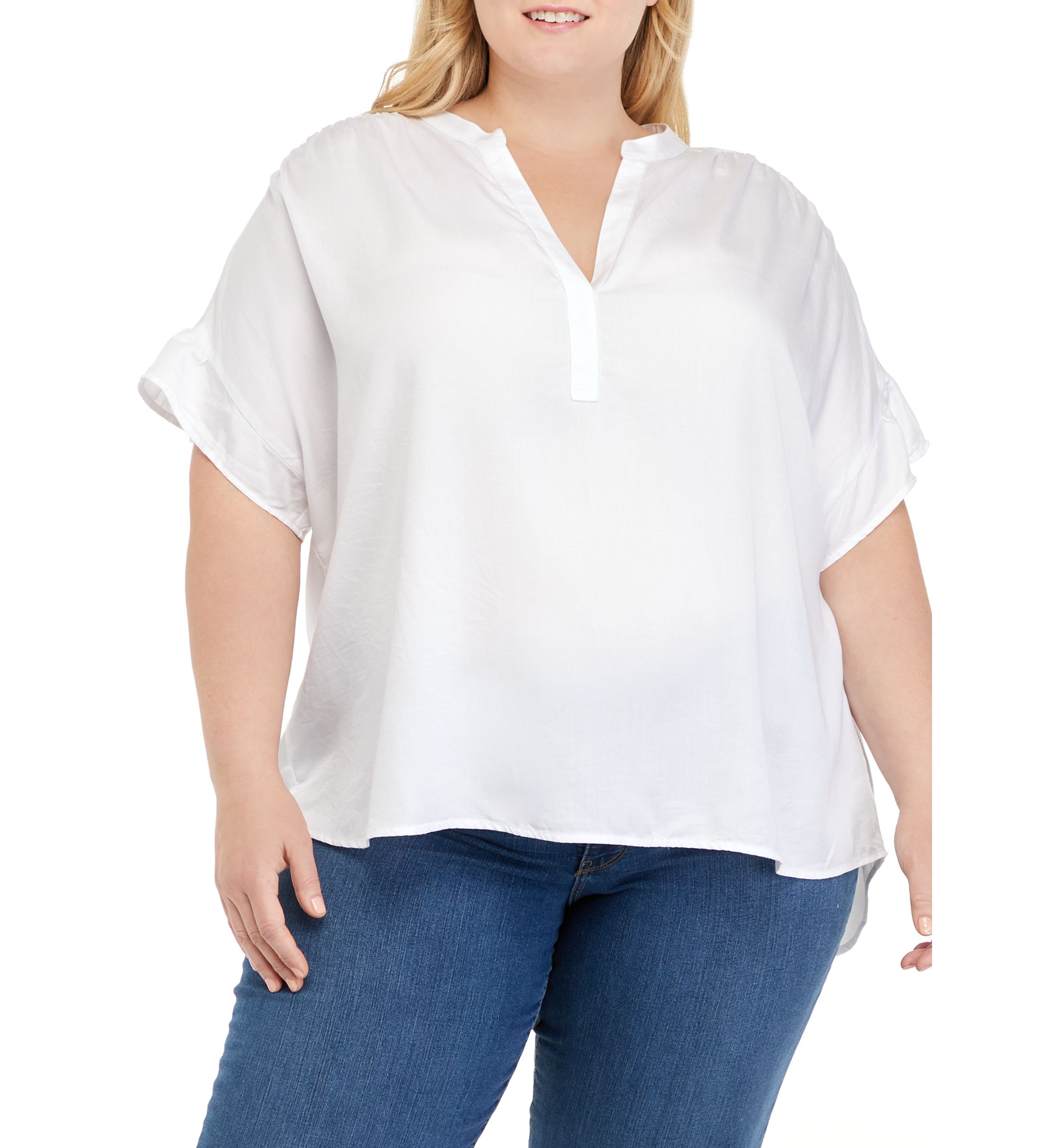 Plus Size Short Sleeve Popover Top 