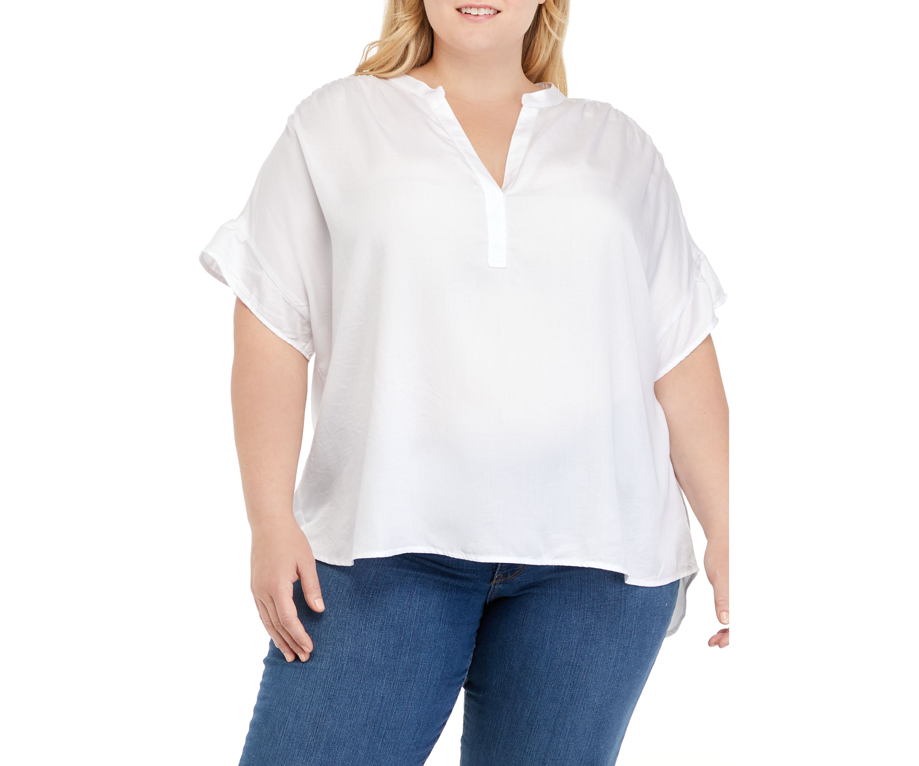 Plus Size Short Sleeve Popover Top 