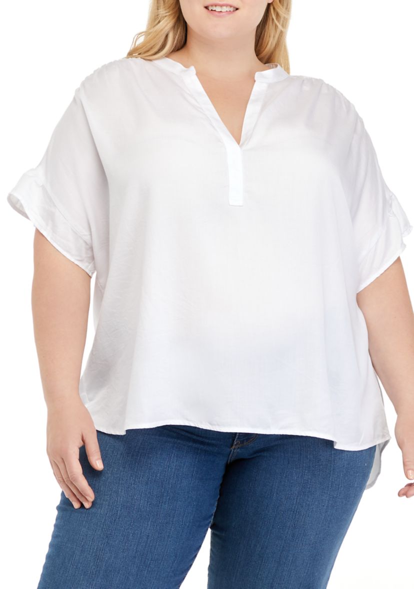 Plus Size Short Sleeve Popover Top 