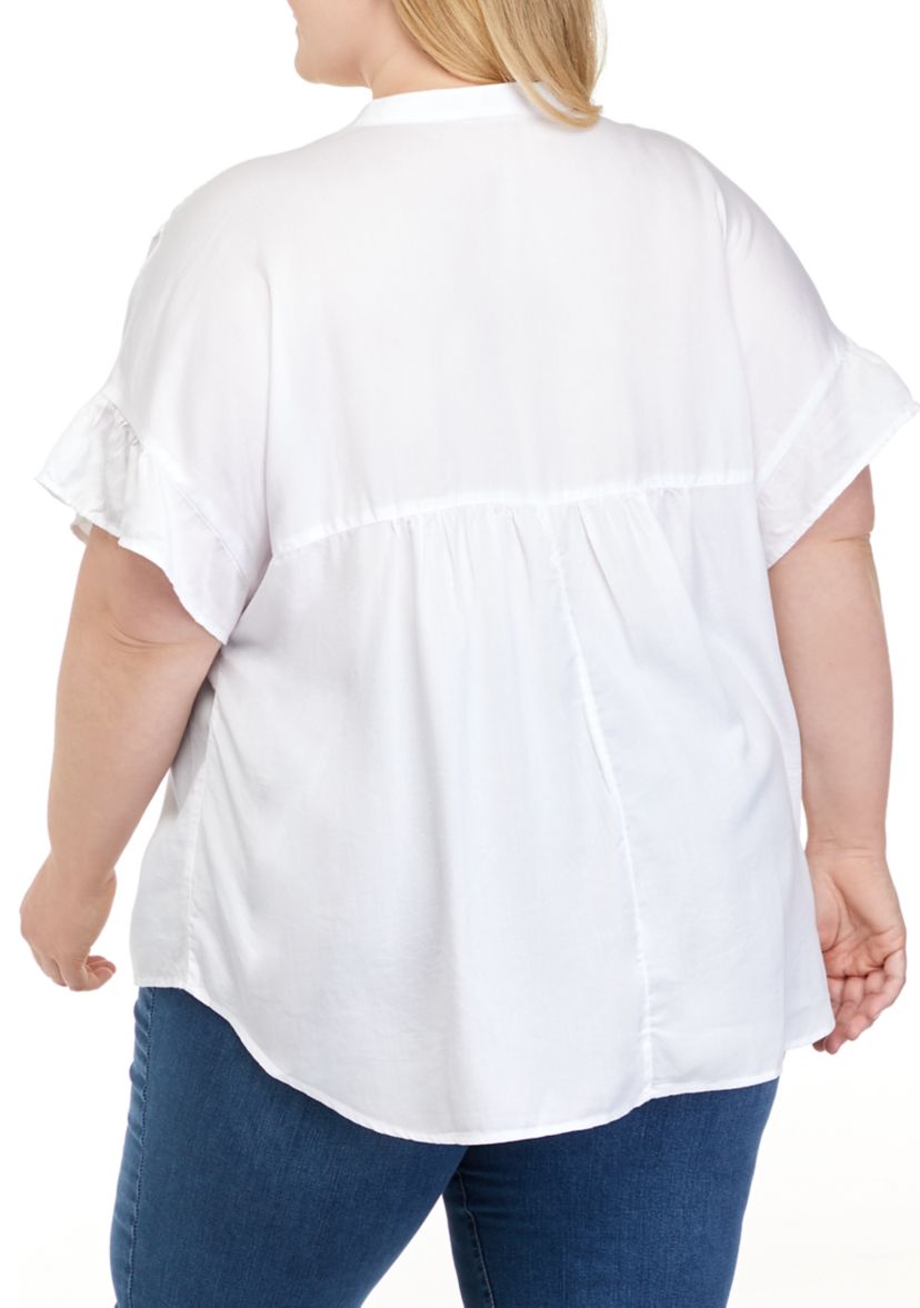 Plus Size Short Sleeve Popover Top 
